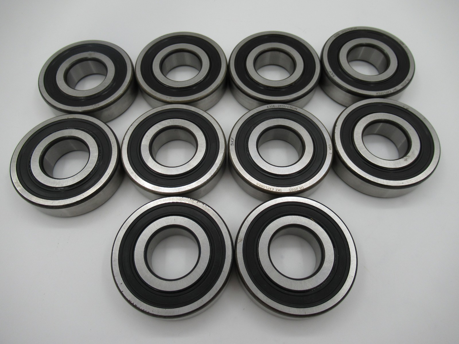 Lot of 10 Used SKF Bearings 6306-2RS1/C3GJN “Look”