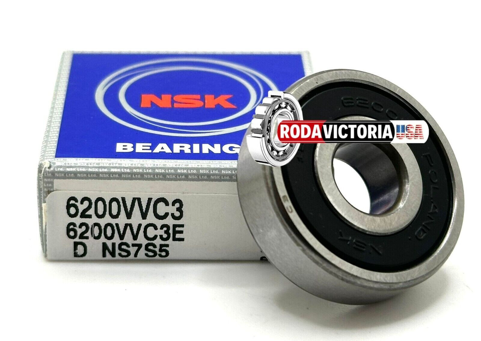 NSK 6200 VV C3 DEEP GROOVE BALL BEARING, RUBBER SEALED 10x30x9mm 6200DDU