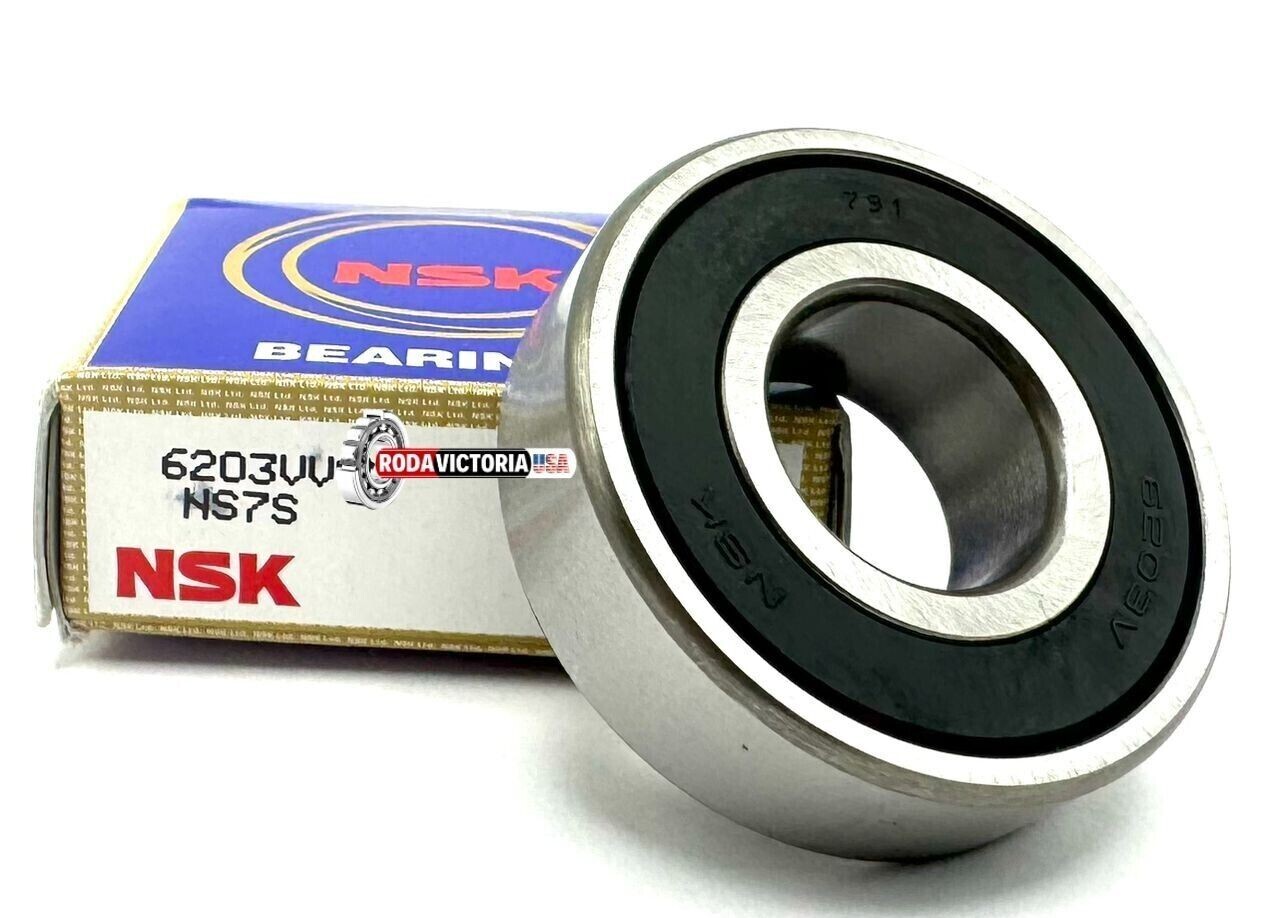 NSK 6203 VV Deep Groove Ball Bearing, Rubber Sealed 17x40x12 mm 6203 2RS
