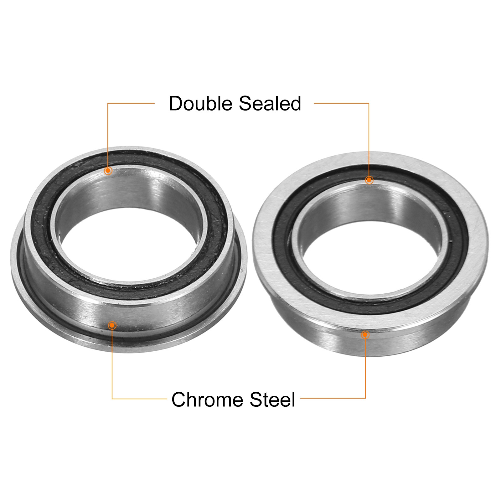 MF128-2RS Flanged Ball Bearing, 4pcs 8 x 12 x 3.5 mm ABEC3 ZV2 Flange Bearings