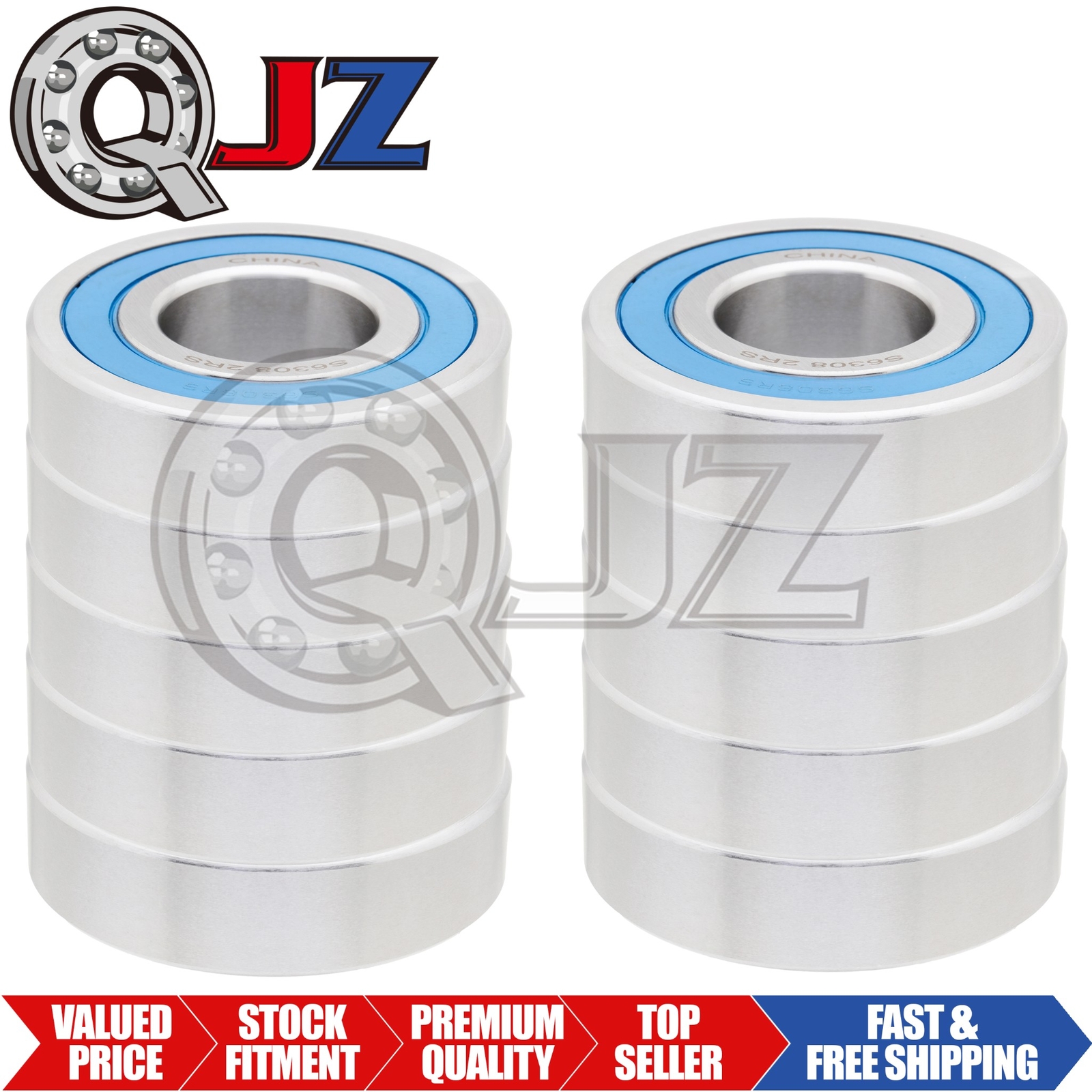 [Qty.10] S6308-2RS Stainless Radial Ball Bearing [40mm ID x 90mm OD x 23mm W]