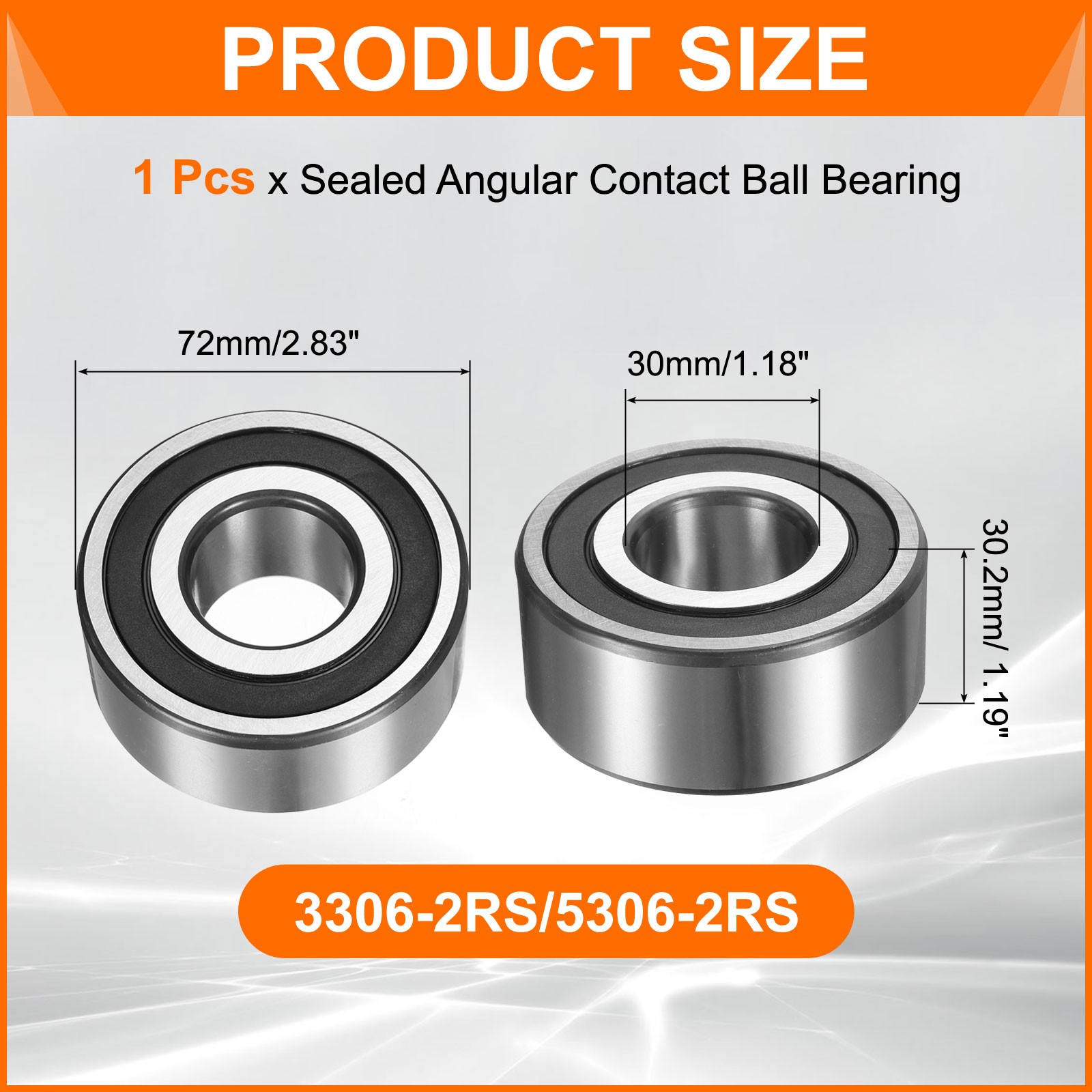 Sealed Angle Ball Bearing 30x72x30.2mm for 3306-2RS/5306-2RS