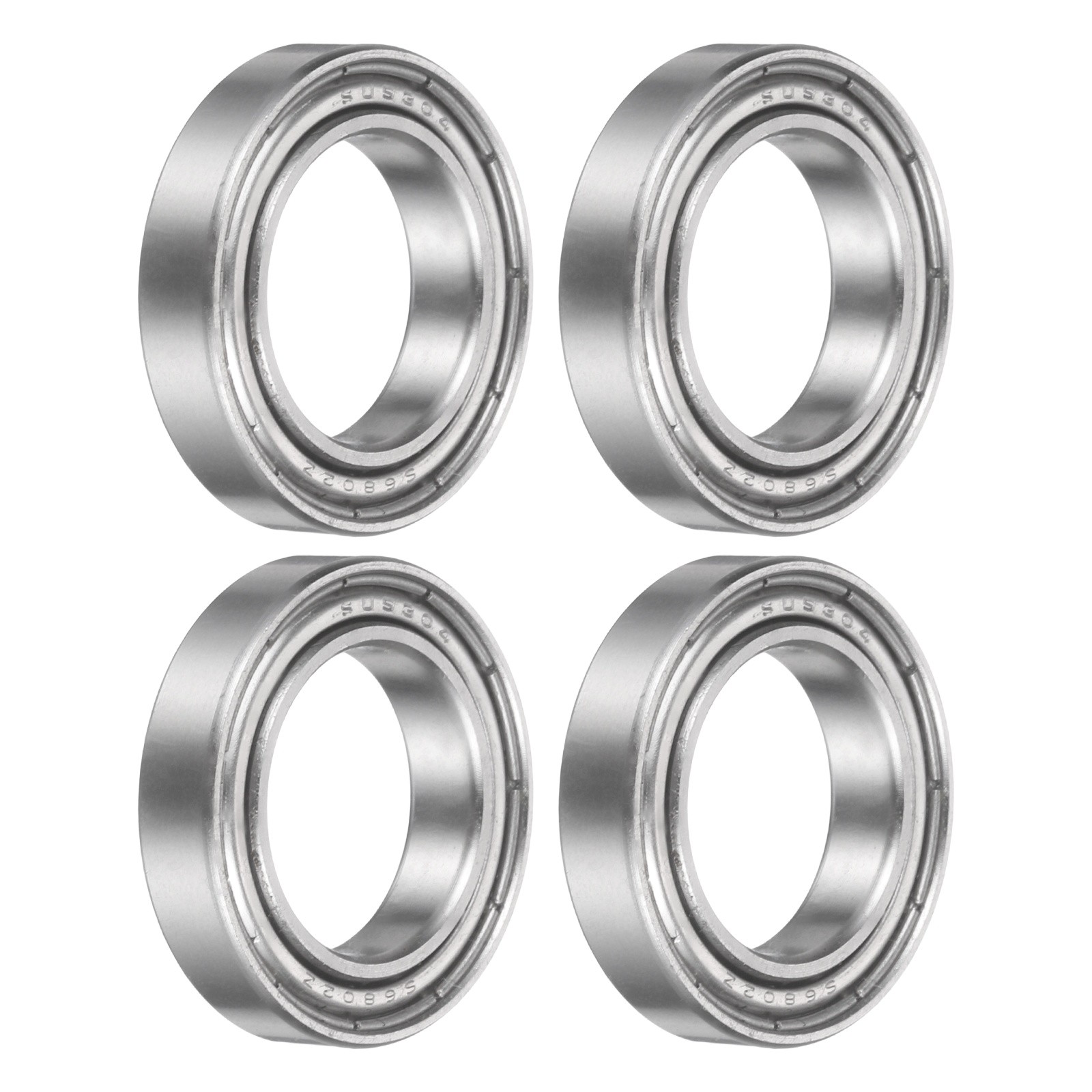 4Pcs S6802ZZ Deep Groove Ball Bearing, 15x24x5mm Double Shielded Ball Bearings