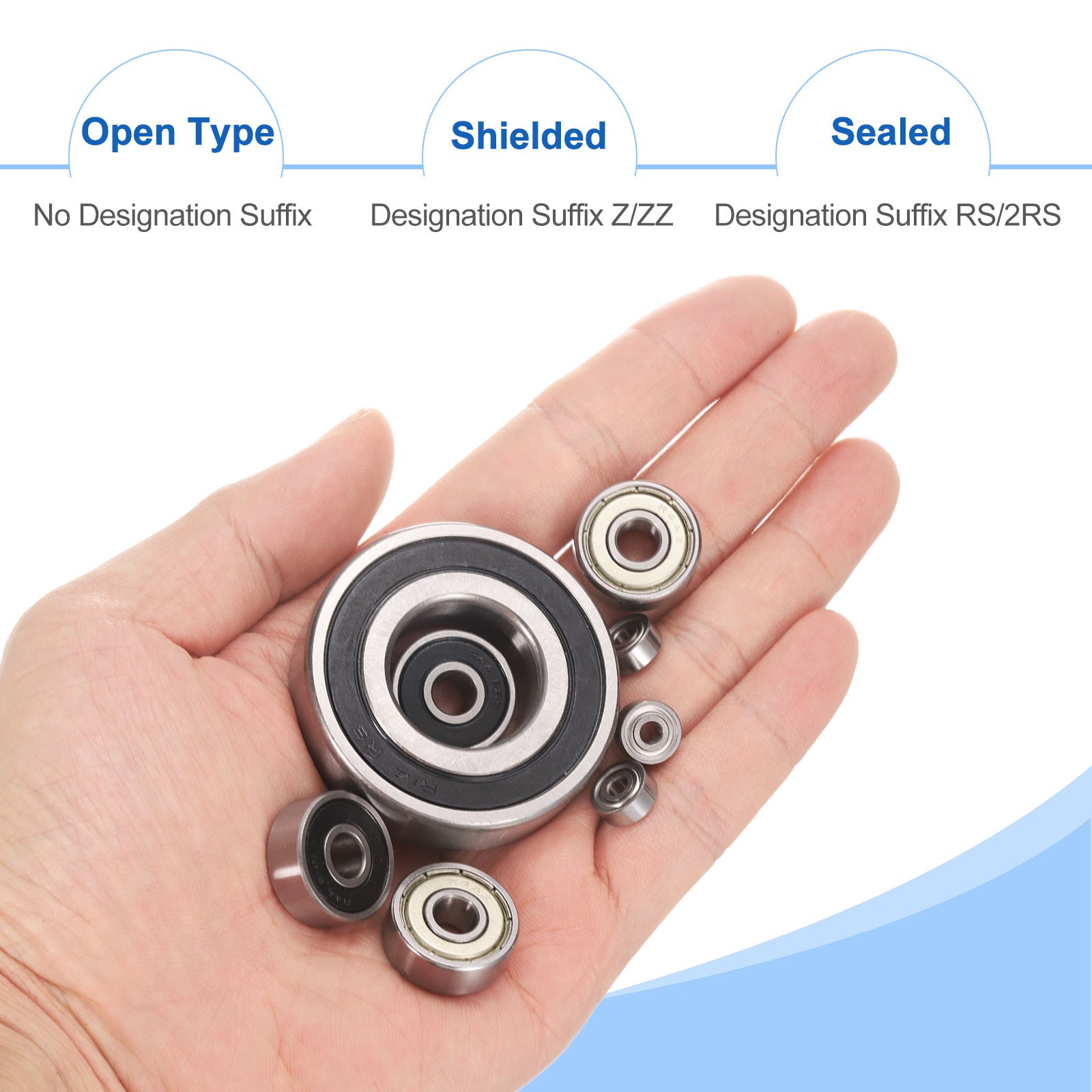 2pcs R2-5ZZ 1/8″ ID x 5/16″ OD x 9/64″ Height Z1 Ball Bearings, Silver Tone