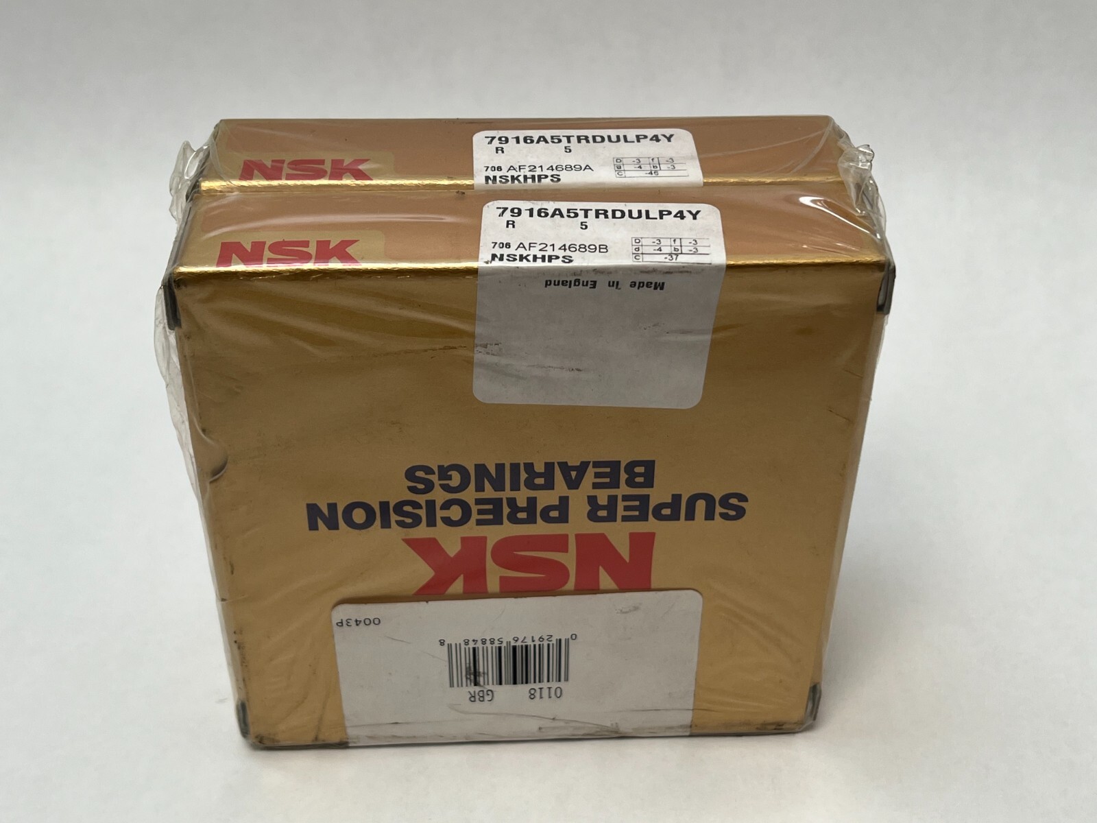NSK 7916A5TRDULP4Y Bearing 80x110x16 mm 71916 7916-A5-TR-DUL-P4Y England 2 Pcs
