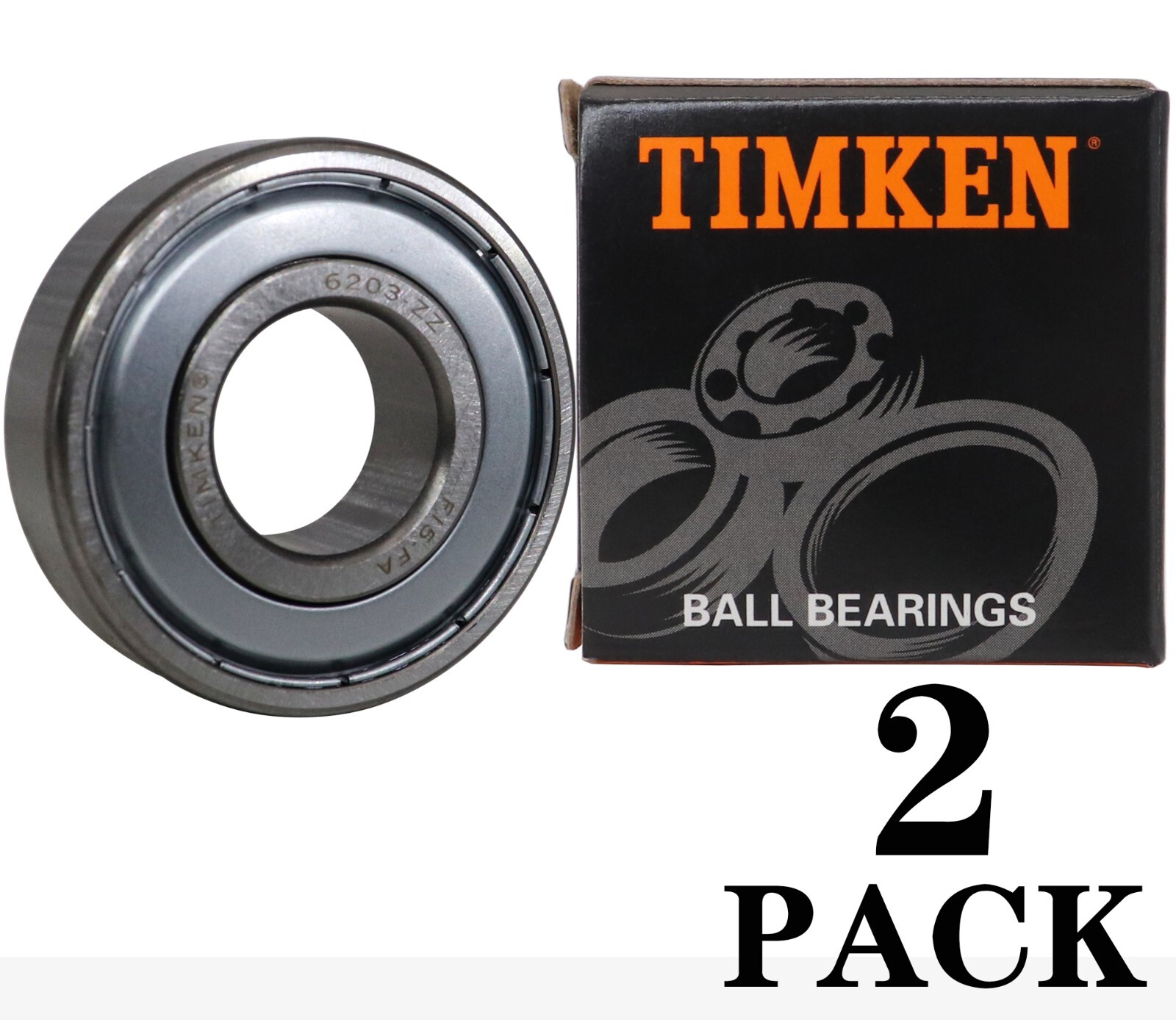 2PACK TIMKEN 6203-ZZ 17X40X12MM Double Metal Sealed Bearings