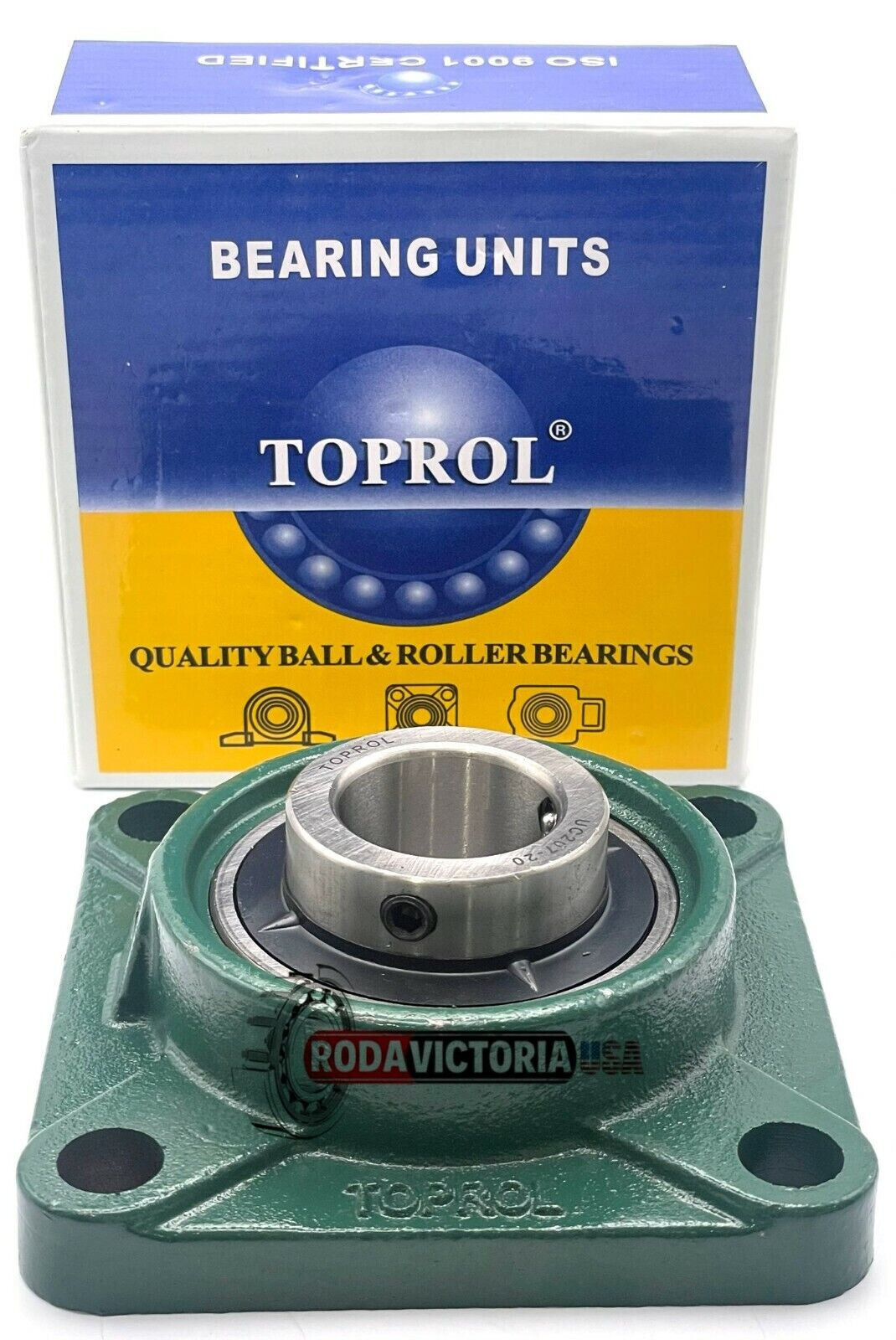 TOPROL UCF207-20 1-1/4″ Square 4 Bolt Flange Block Mounted Bearing Unit