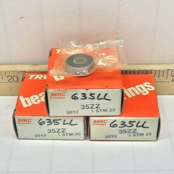 LOT OF 3 NEW MRC/TRW 35ZZ DEEP GROOVE SEALED BALL BEARINGS 5 MM X 19 MM X 6 MM