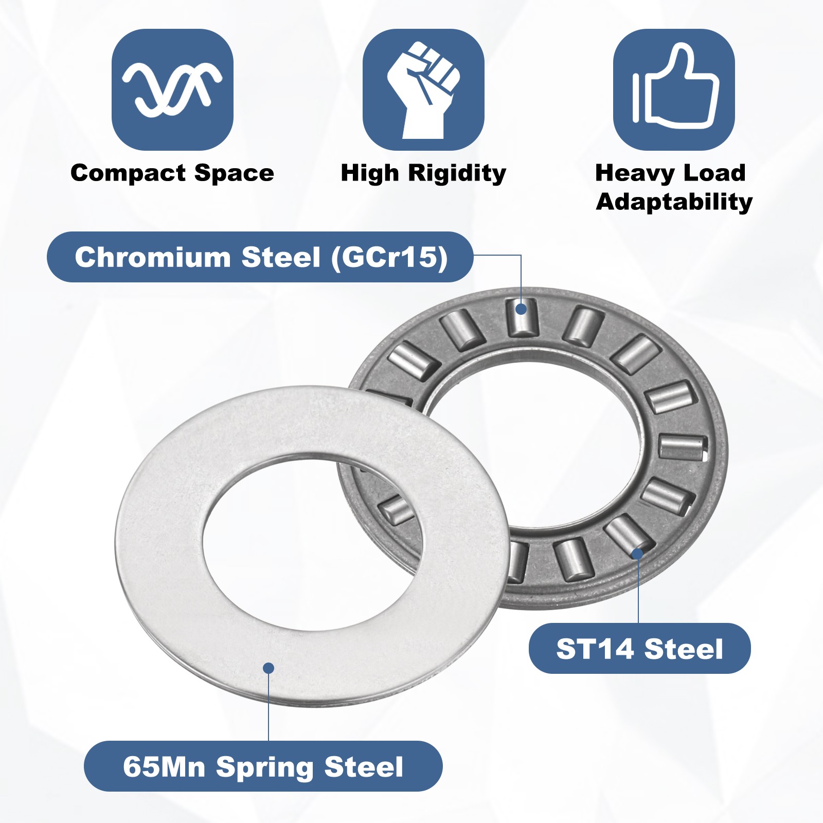 10pcs NTA815 Needle Roller Thrust Bearings with Washers 1/2″x15/16″x1/8″