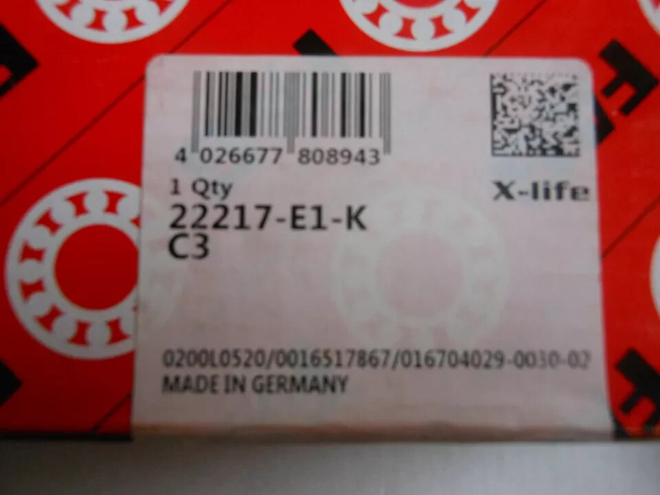 FAG Bearings 22217-E1-K-C3 DOUBLE ROW SPHERICAL ROLLER BEARINGS 85MM 150MM 1:12