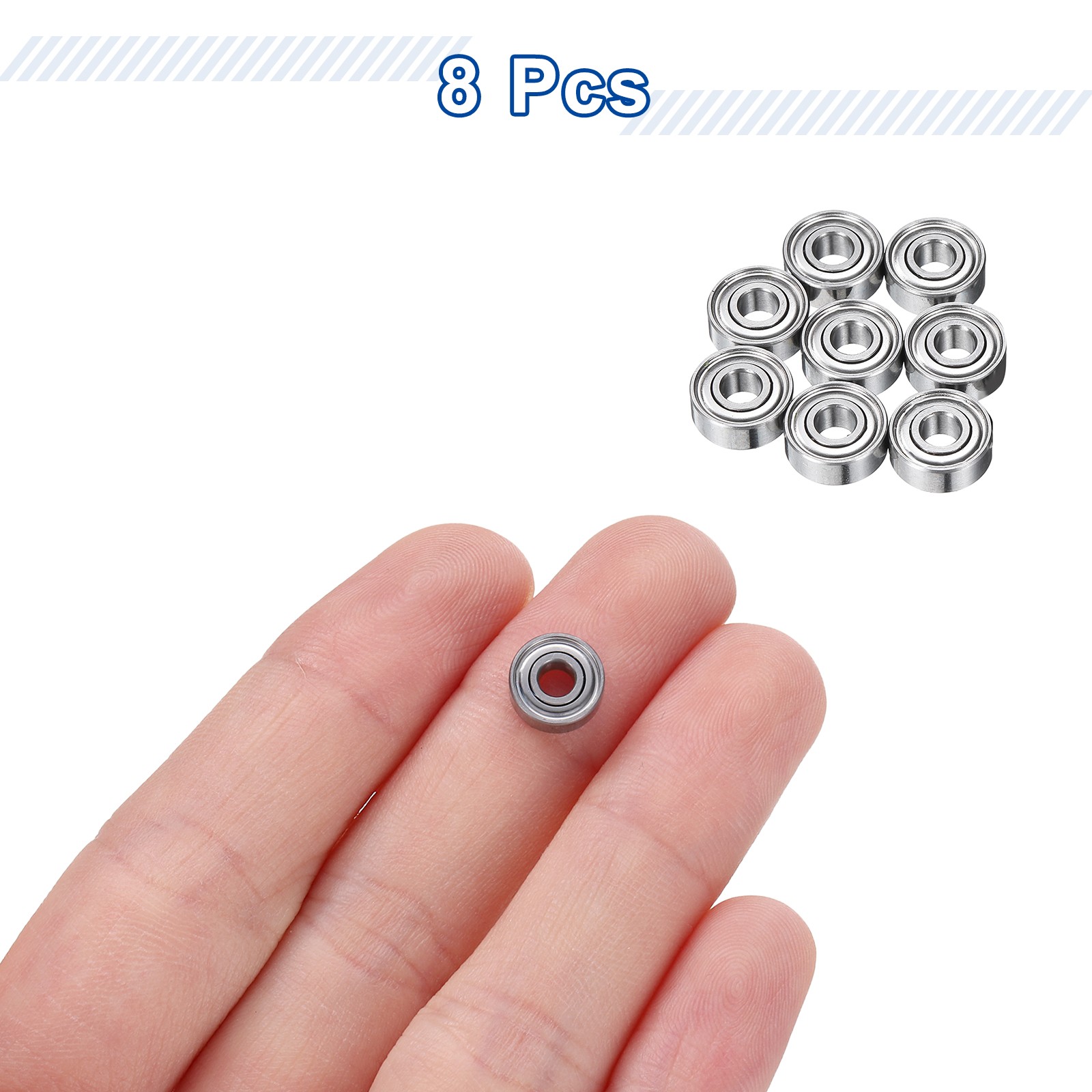 8Pcs MR83ZZ Deep Groove Ball Bearings, 3mm ID 8mm OD 3mm Width Bearing
