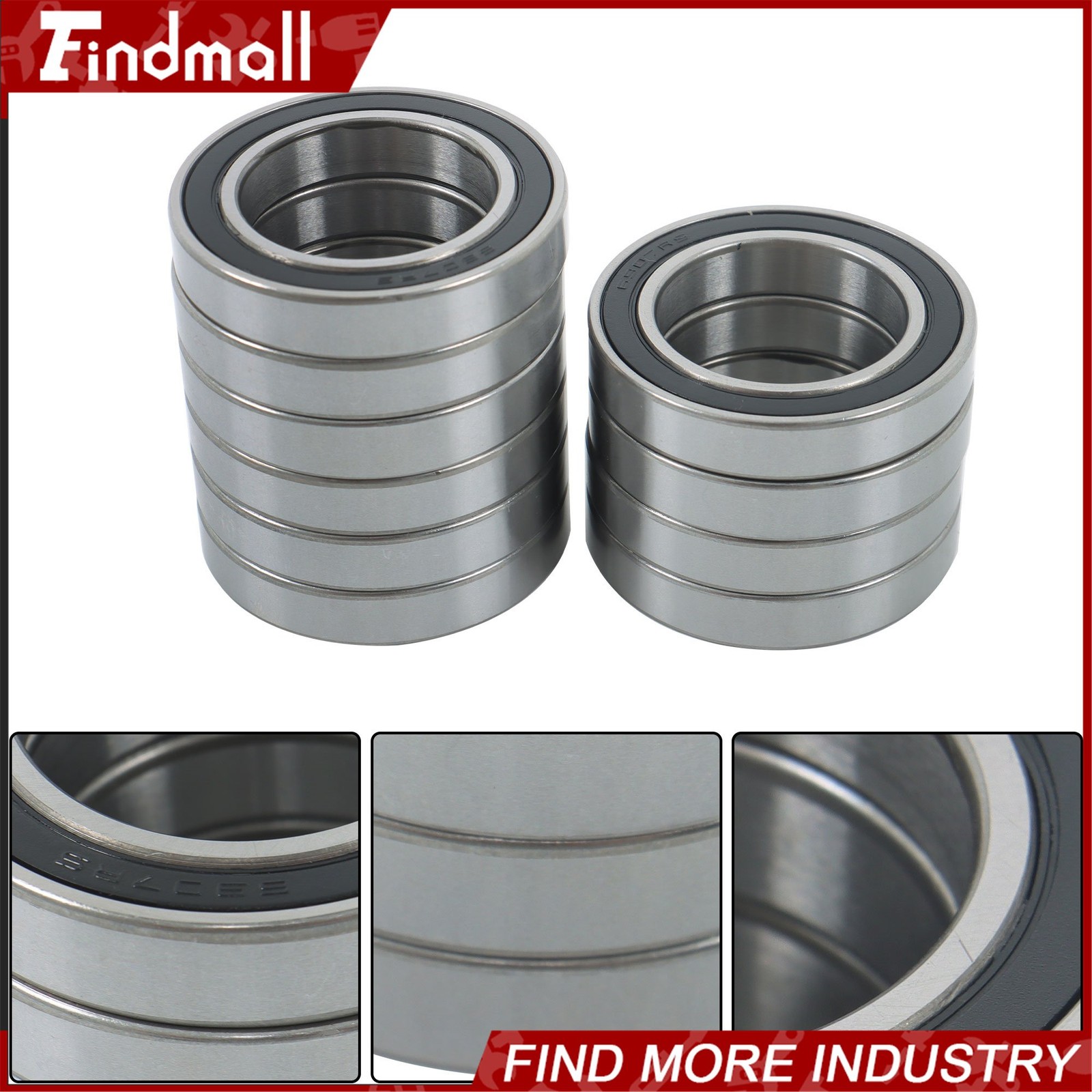 Findmall 6907-2RS Deep Groove Bearings 10pcs 35x55x10mm Rubber Sealed Set