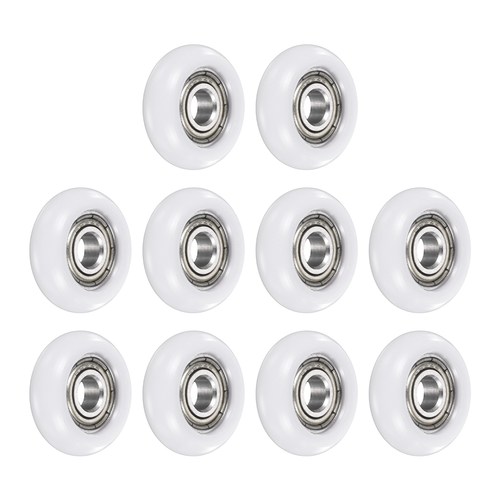 10Pcs 5×19.2×6.3mm Metal Shielded (GCr15) Chrome Steel Bearing+POM Guide, White
