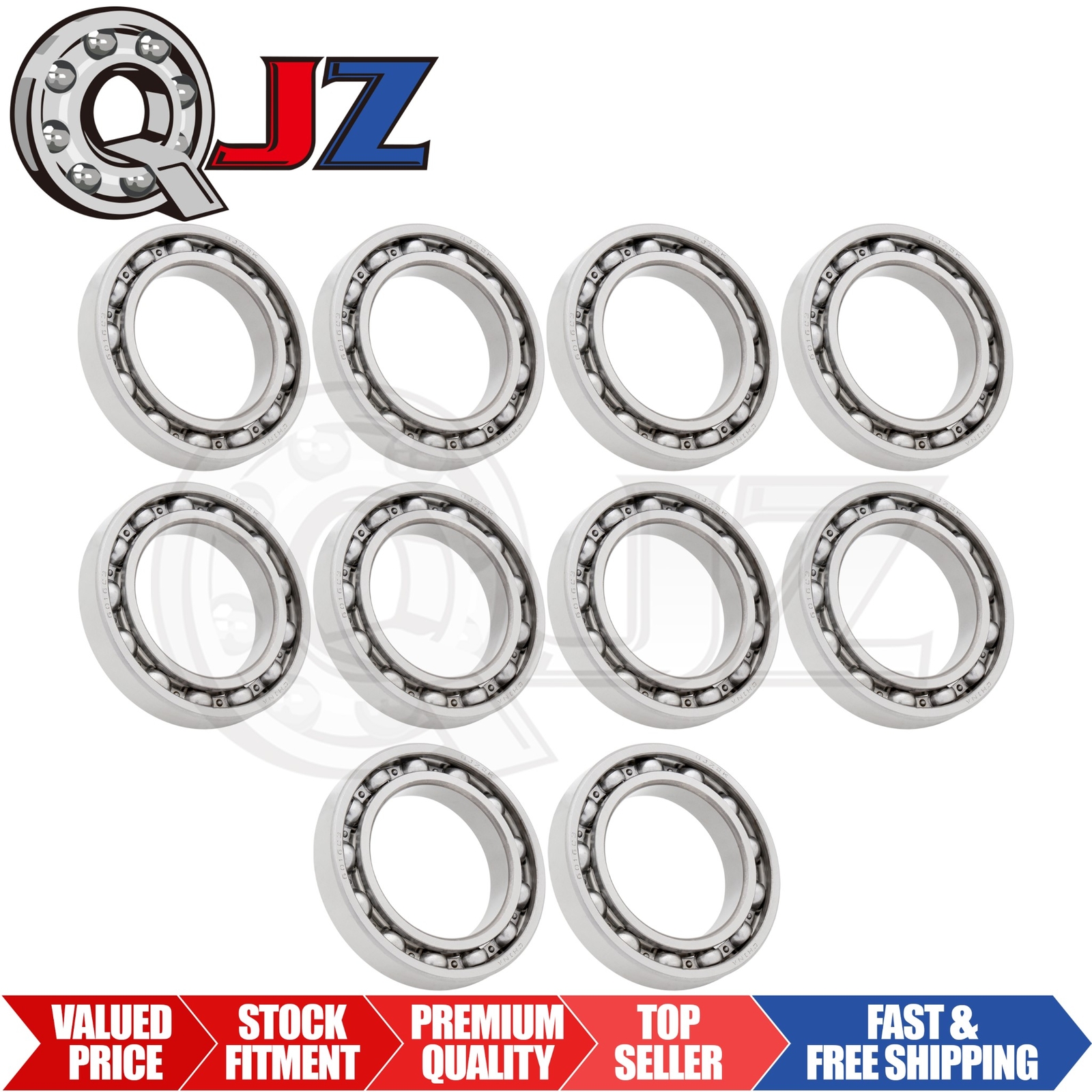 [Qty.10] 6016-OPEN Deep Groove Radial Ball Bearing [80mm ID x 125mm OD x 22mm W]