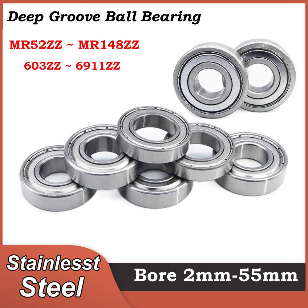 Stainless Steel Deep Groove Ball Bearing Miniature Shielded Bearing Bore 2-55mm