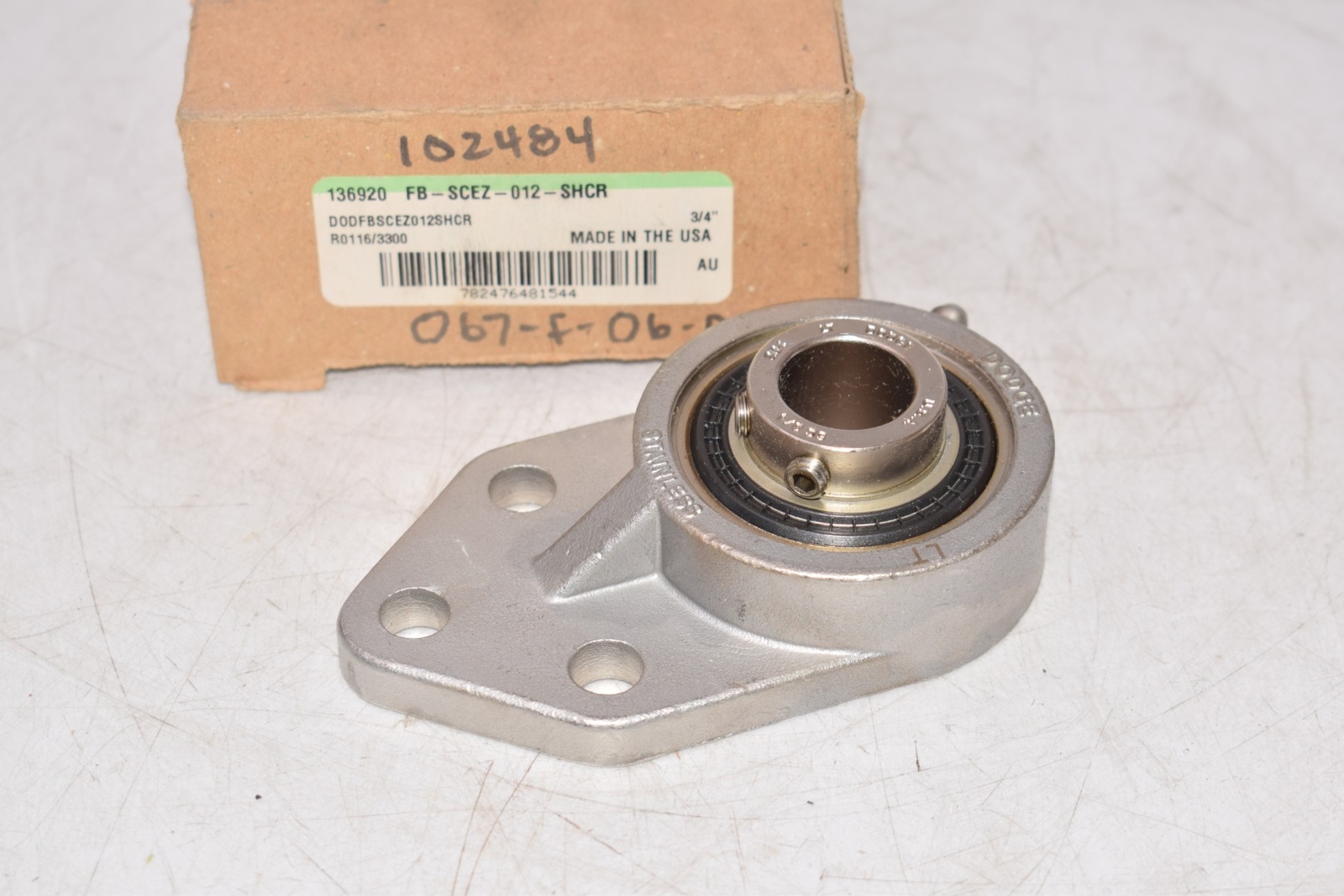 NEW DODGE FB-SCEZ-012-SHCR Flange-Mount Ball Bearing Unit – 3/4 in Bore, 3-Bolt