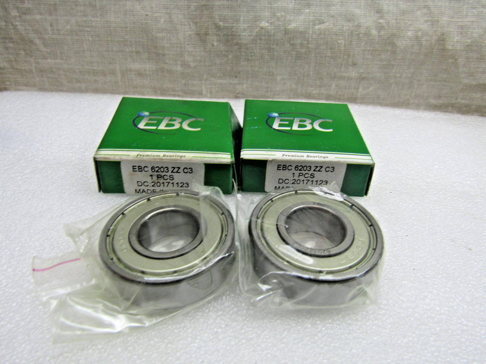 (Lot of 2) EBC 6203-ZZ C3 17mm X 40mm X 12mm Shielded Bearing
