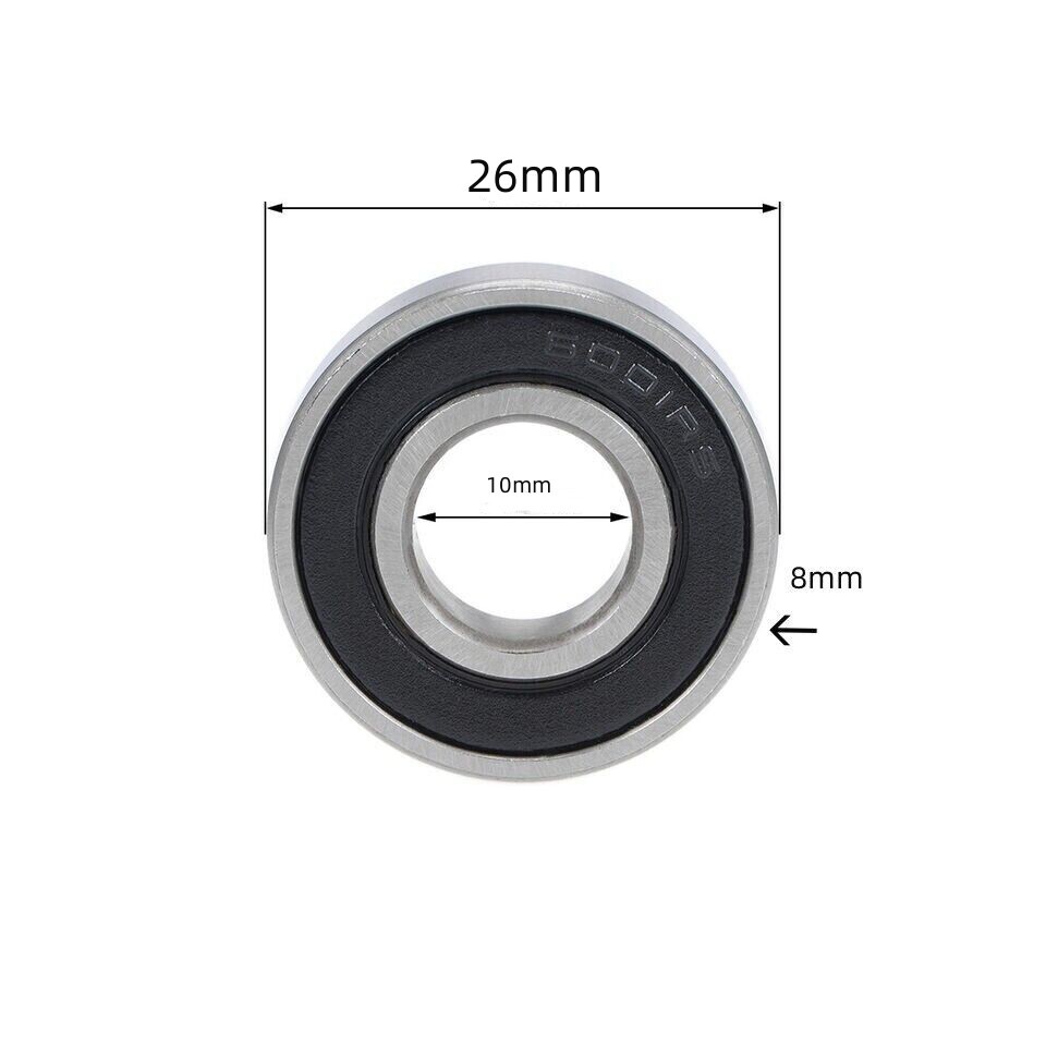 6000-2RS Deep Groove Ball Bearings 10x26x8mm Double Sealed Chrome Steel 6Pcs