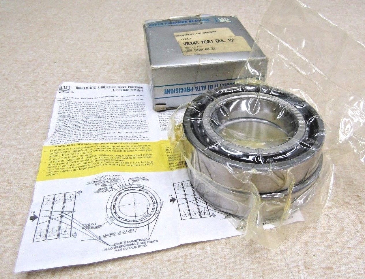 SNFA VEX45 7CE1 DUL 2 Bearing Set 45mm X 75mm X 16mm replace SKF 7009 CD/P4ADGA