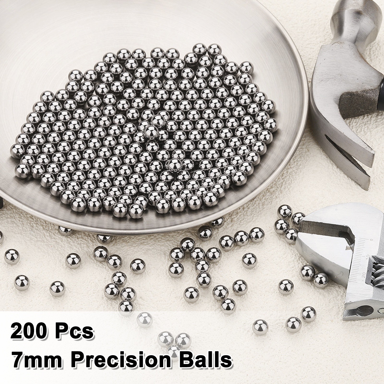 200pcs Precision Balls 7mm Diameter G200 Solid Chrome Steel Bearing Balls