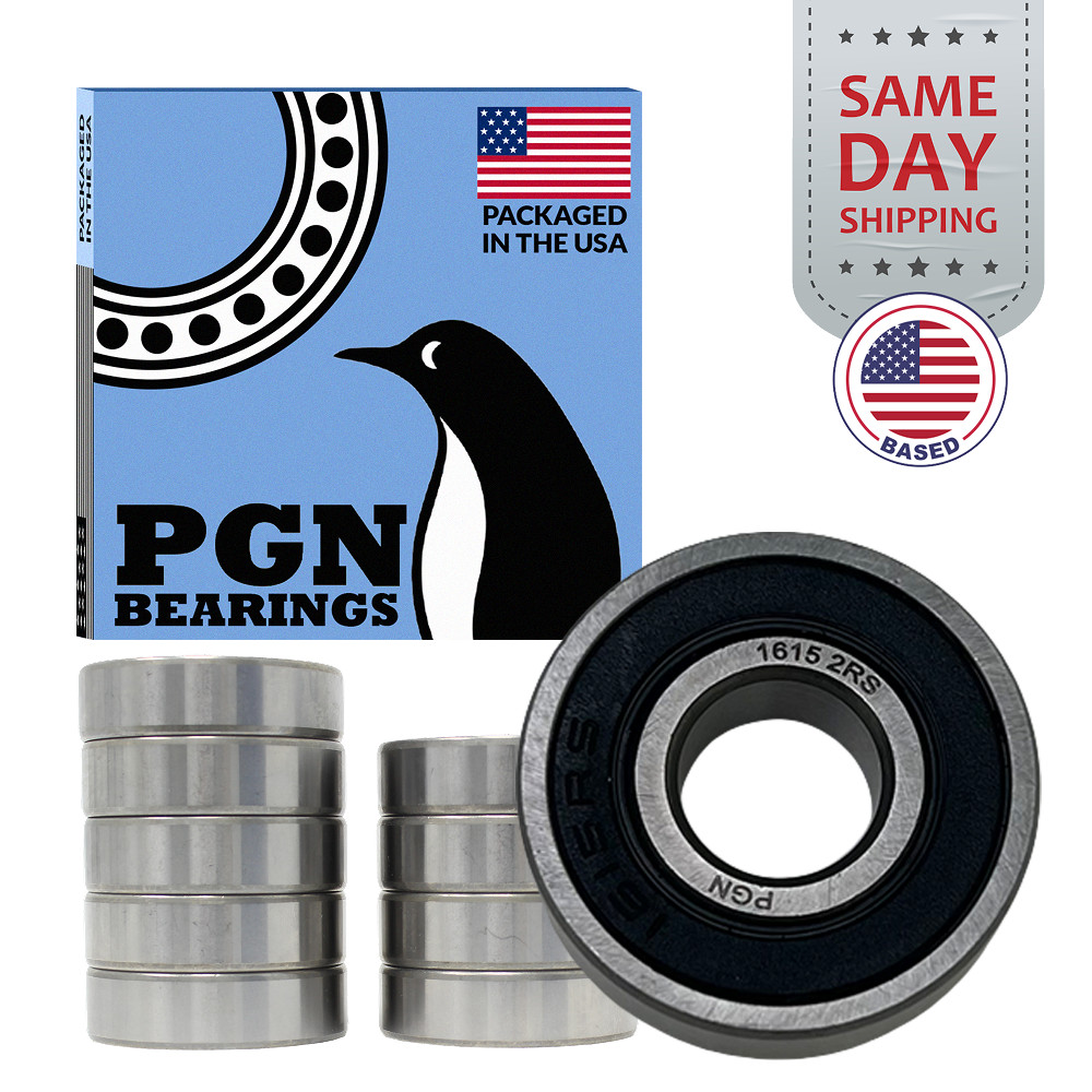 PGN (10 Pack) 1615-2RS Bearing – Lubricated Chrome Steel Sealed Ball Bearing