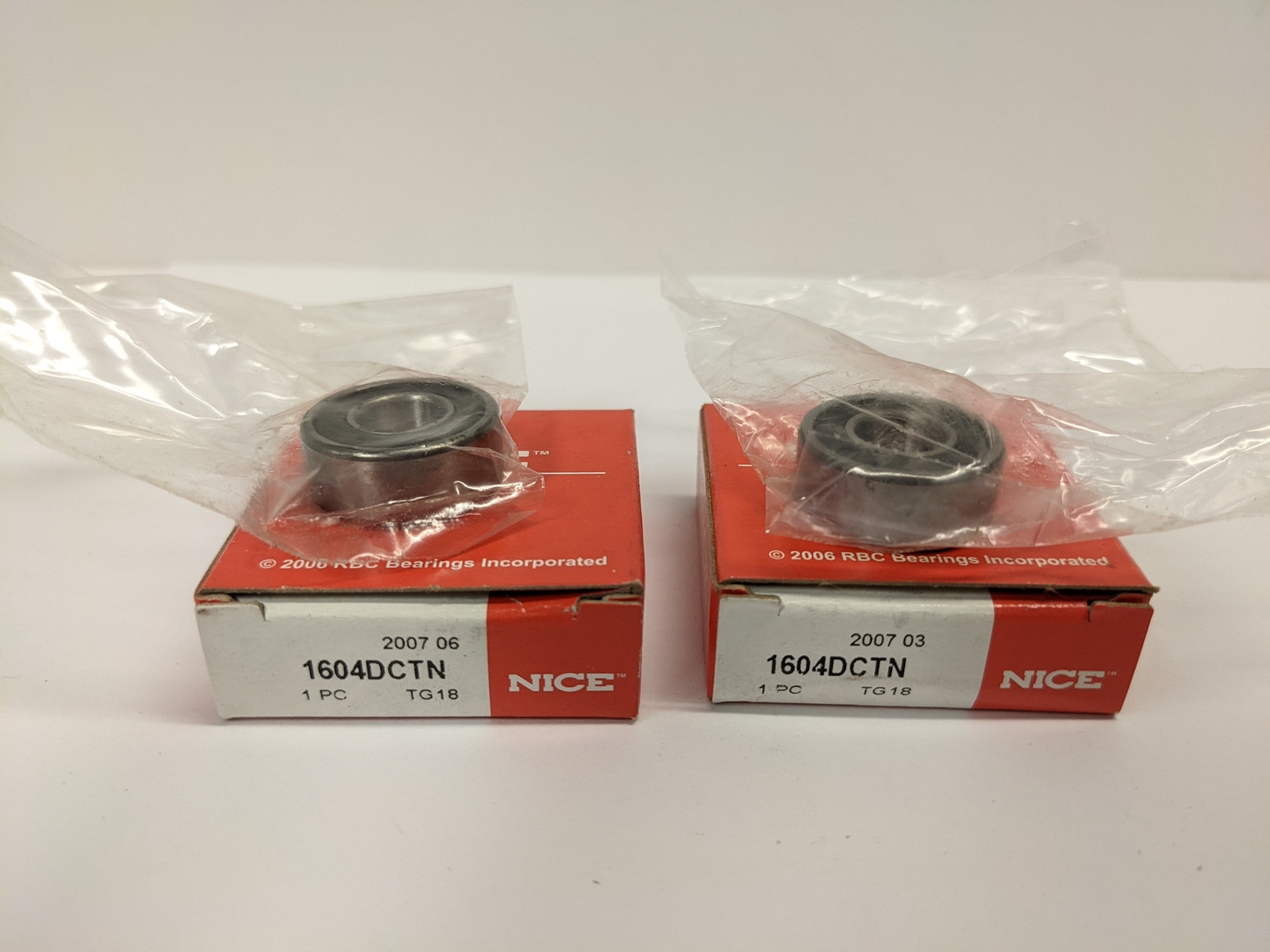 NICE/RBC 1604DCTN Lot of 2 Bearing Double Rubber Seal 0.3750″0.8750″0.3438″ New