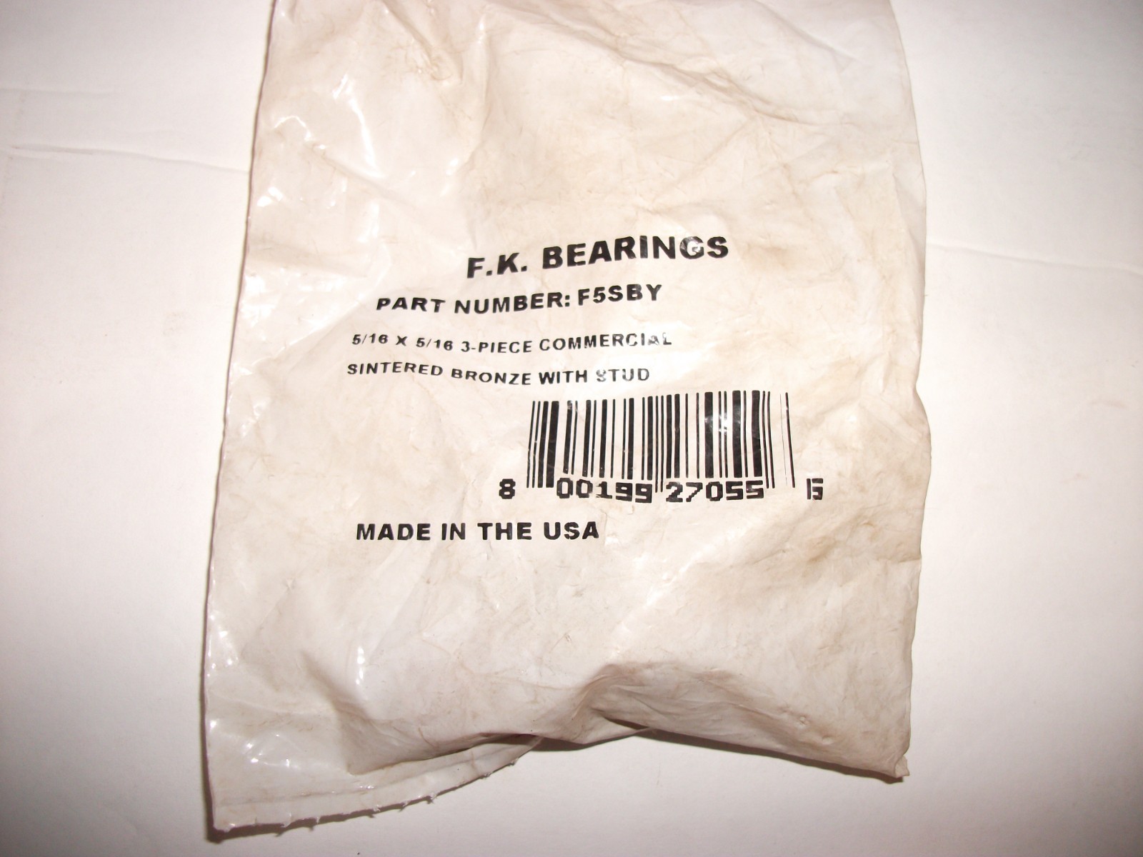F.K. Bearings #F5SBY 5/16 x 5/16 Sintered Bronze with Stud Rod End ~ NIP
