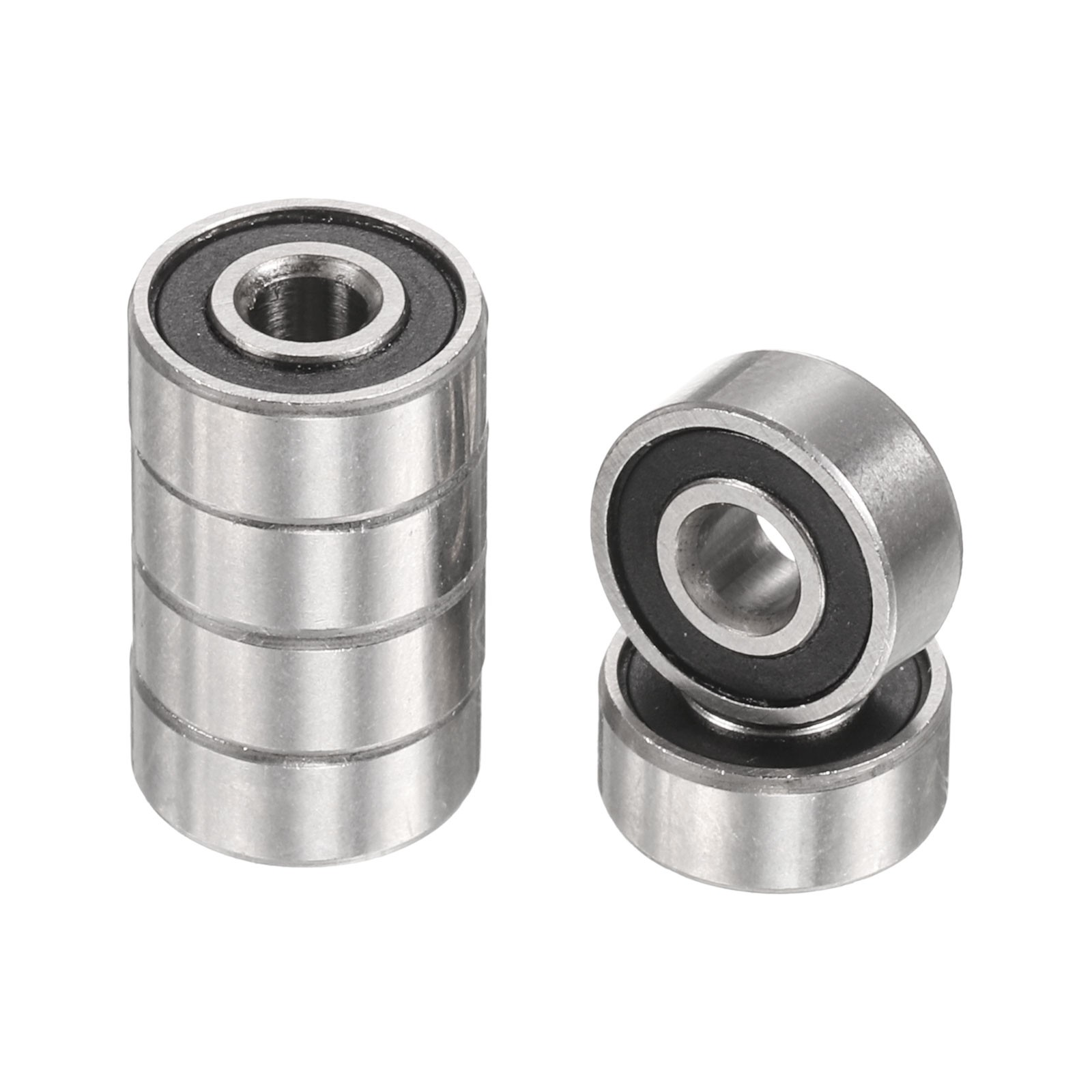 6pcs R2-2RS 1/8″ ID x 3/8″ OD x 5/32″ Height Z2 Ball Bearings, Silver Tone