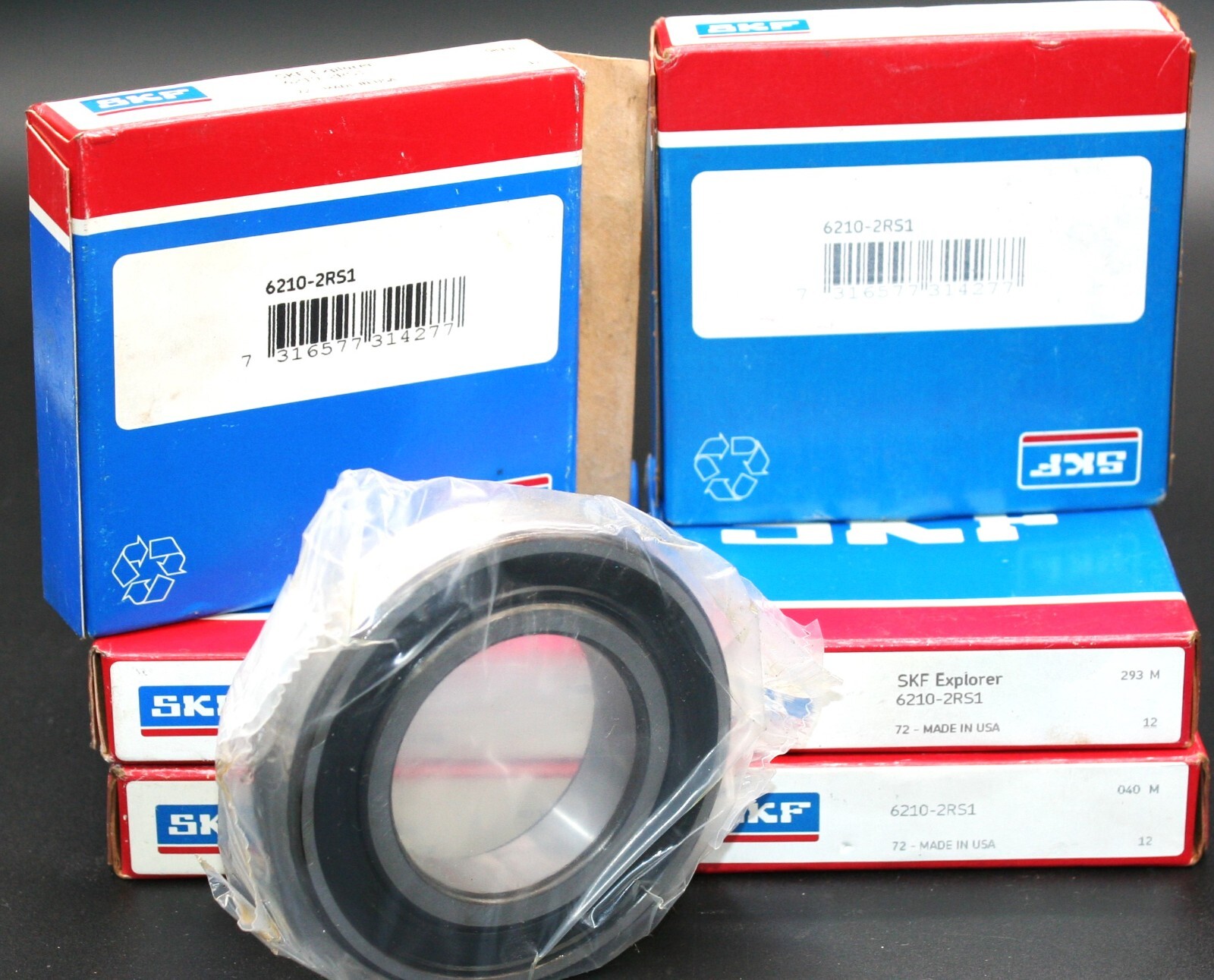 One (1) SKF 6210 2RS1 Deep Groove Bearing 50 MM ID USA GOSS WP.5488950 NEW