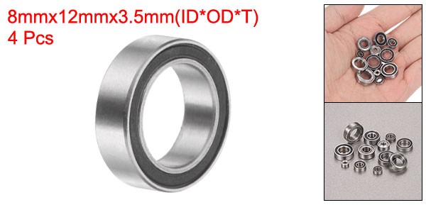 4 Pcs 8x12x3.5mm SMR128-2RS Deep Groove Ball Bearings 440C Double Sealed Bearing