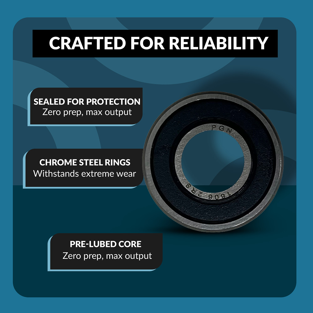 PGN (10 Pack) 1606-2RS Bearing – Lubricated Chrome Steel Sealed Ball Bearing