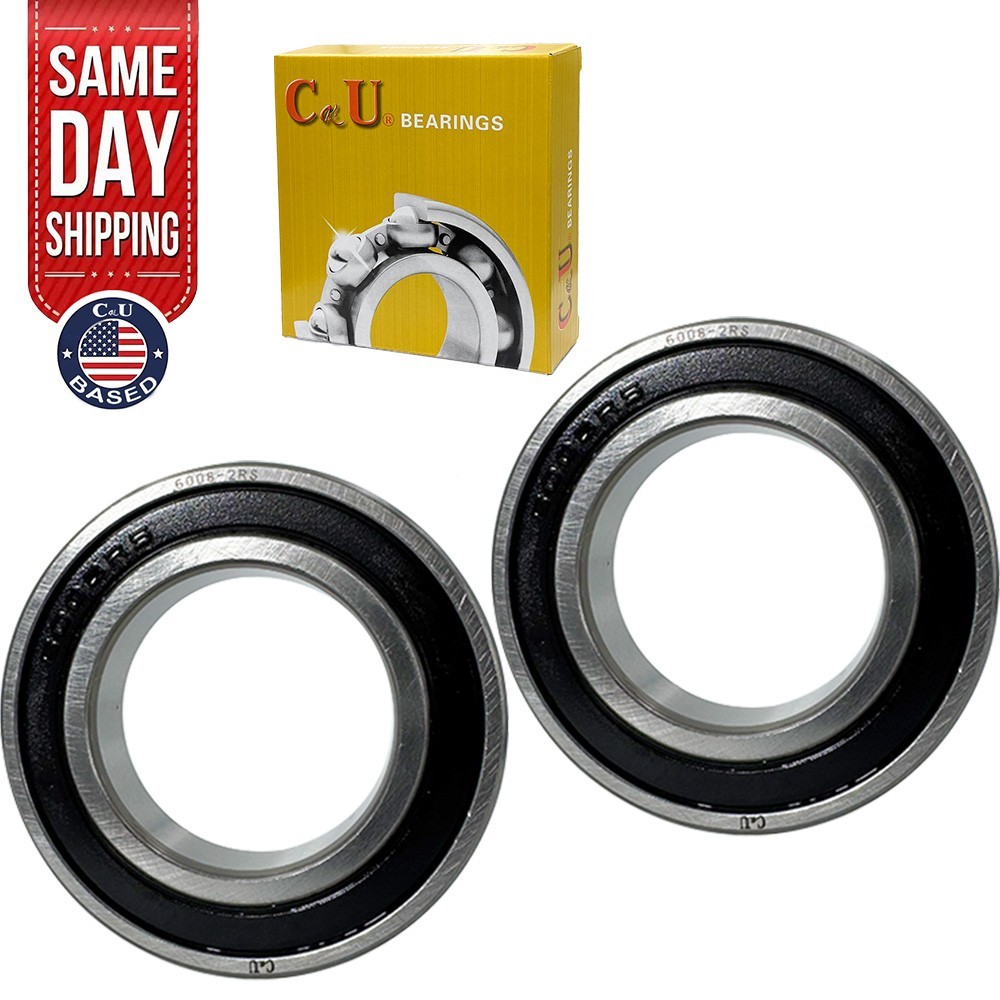 2PCS 6008-2RS Deep Groove Ball Bearings 40x68x15mm Double Rubber Sealed