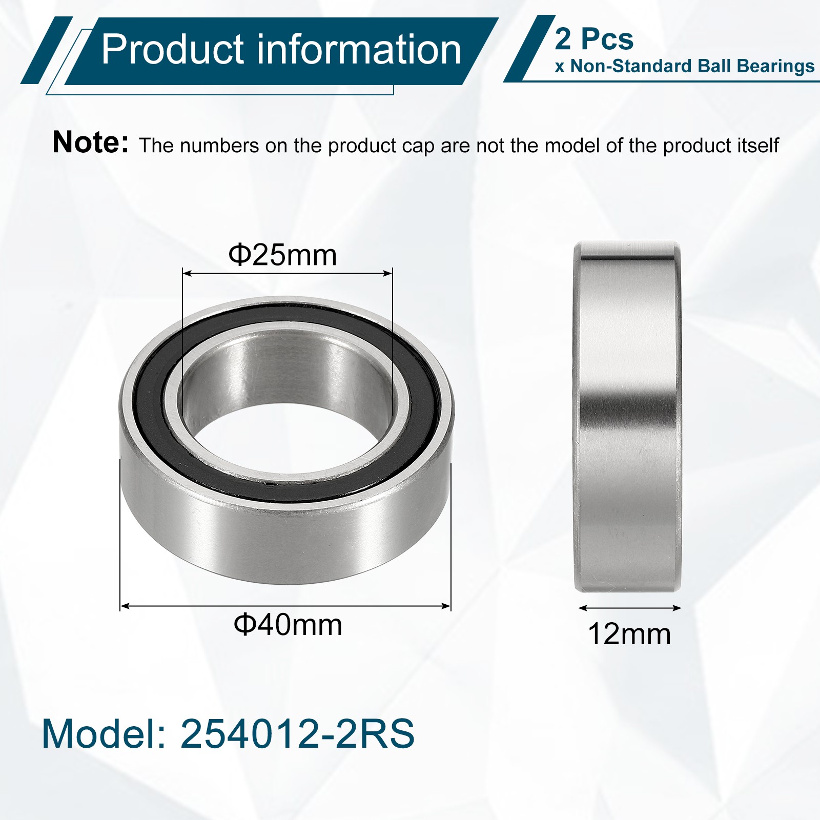 2 Pcs 25mmx40mx12mm 254012-2RS Non-Standard Ball Bearings INDUSTRIAL Bearing