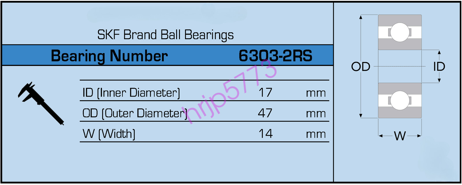 SKF 6303-2RS Brand Rubber Seal Ball Bearing 17x47x14 6303 2RS 6303RS