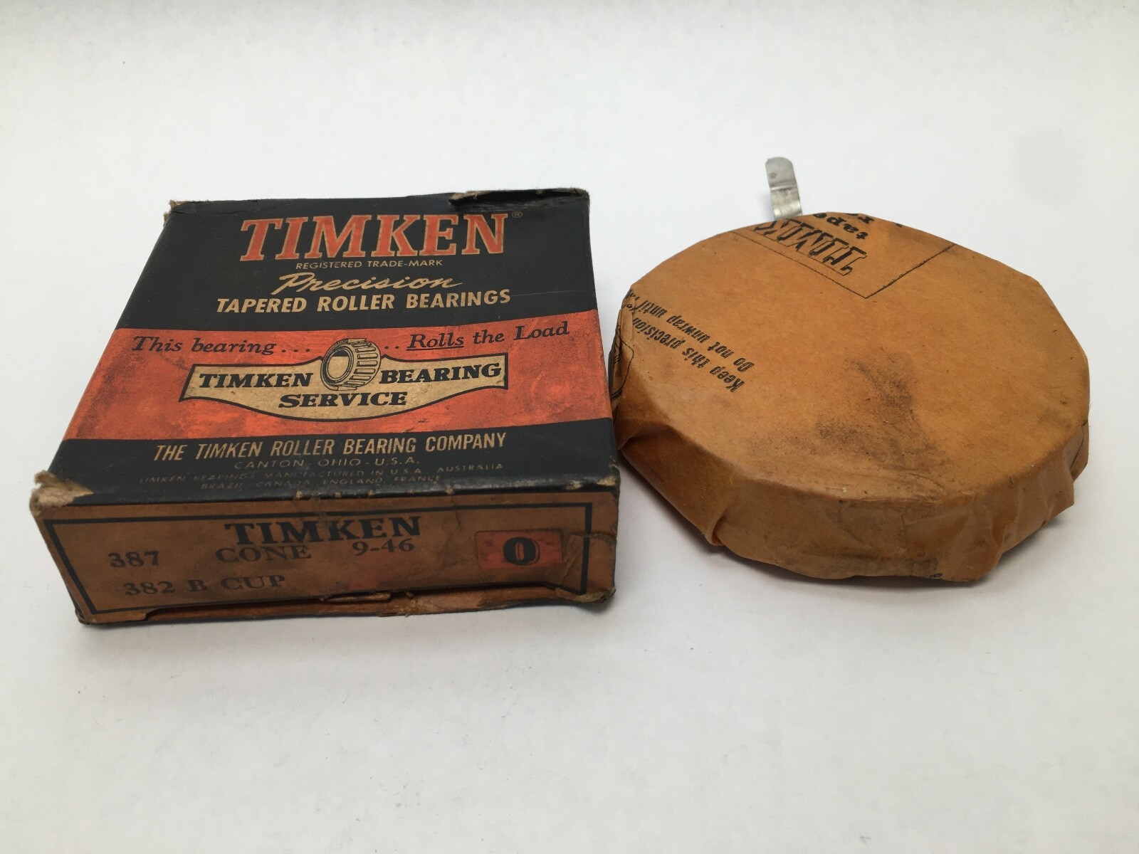 Timken 387/382B Flange Taper Bearing Cone&Cup 2-1/4″ ID 3-13/16″OD 387 382-B USA