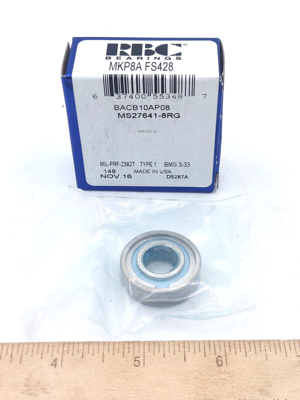 RBC MKP8AFS428 Airframe Control Bearing BACB10AP08 MKP8A FS428 *NOS SEALED*