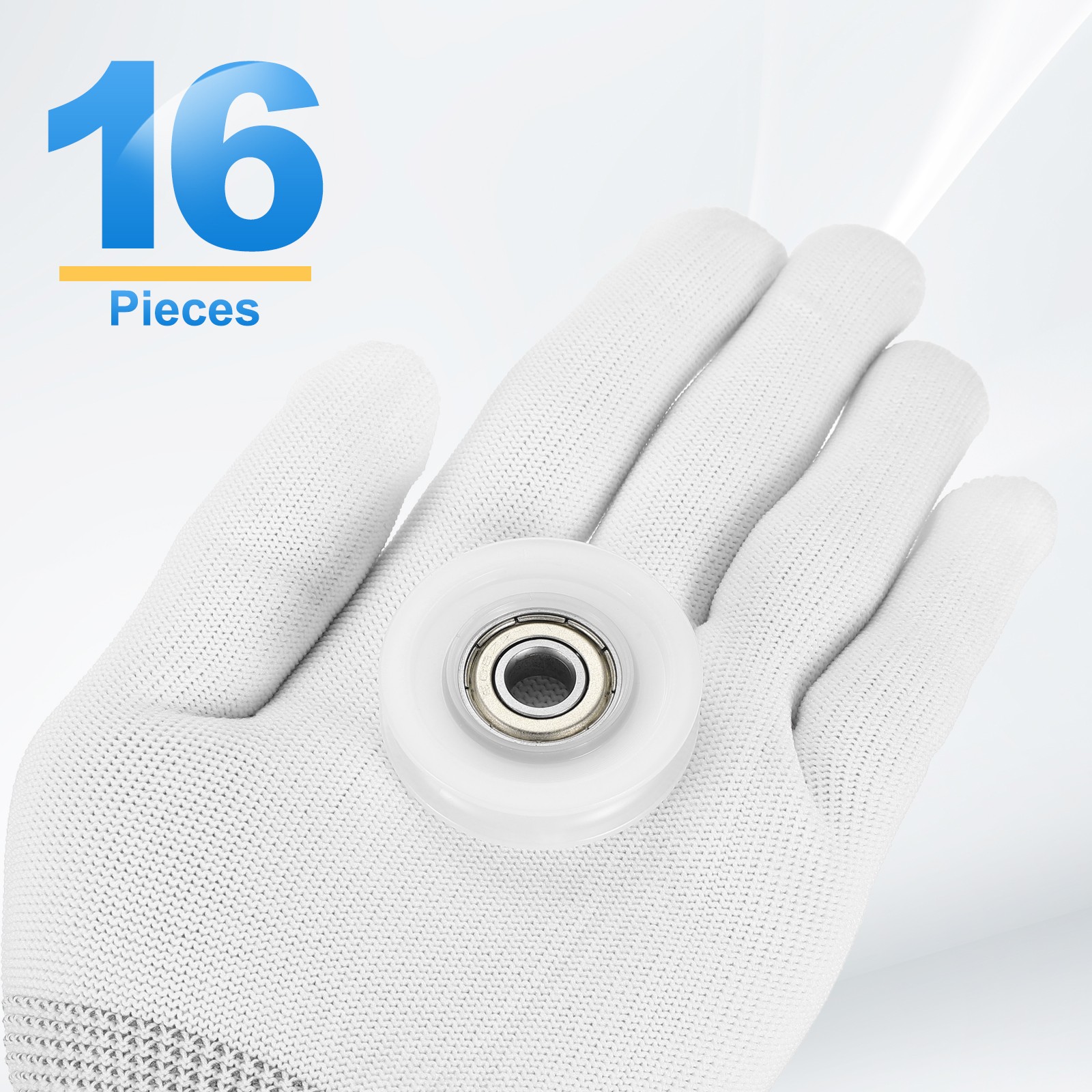 16Pcs Groove Nylon Plastic Guide Bearing 8×9.5x41mm Pulley Roller Translucent