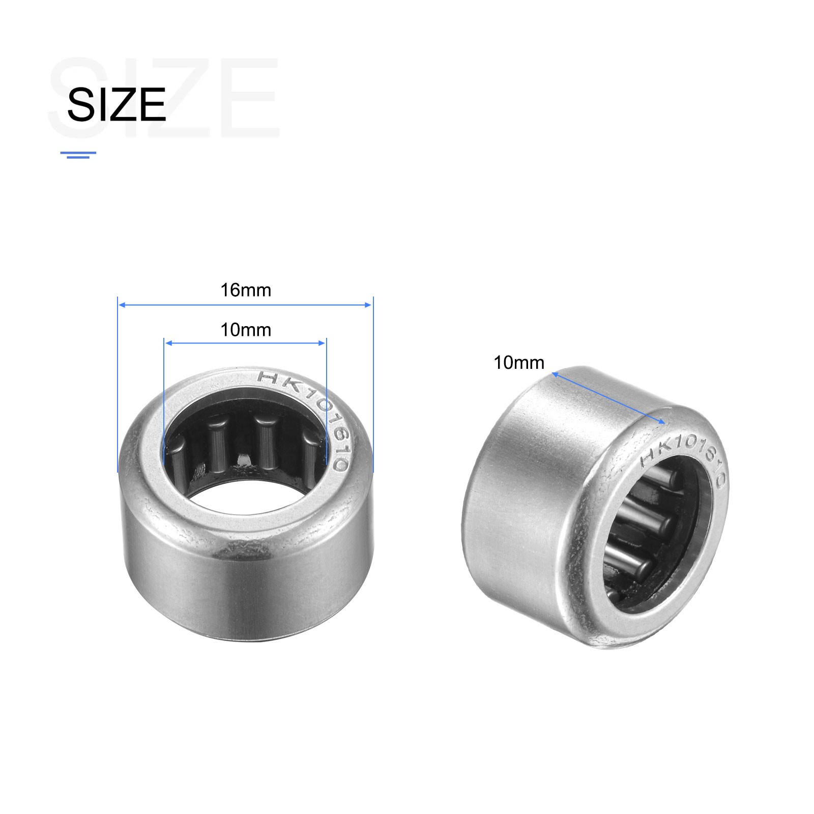 5Pack 10x16x10mm HK101610 Needle Roller Chromium Steel Open End Thrust Bearing