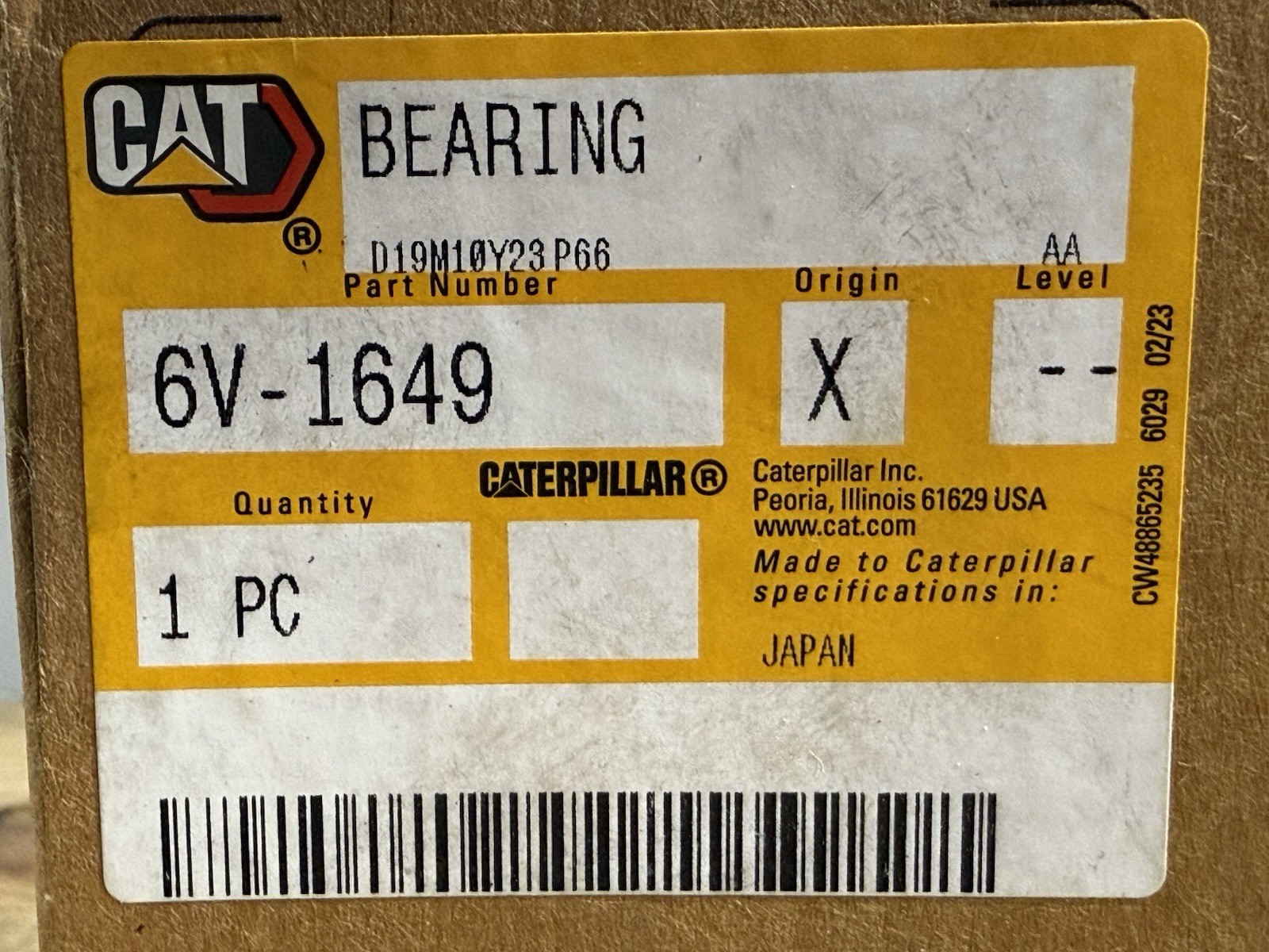 Caterpillar 6V-1649 Single Row Ball Bearing