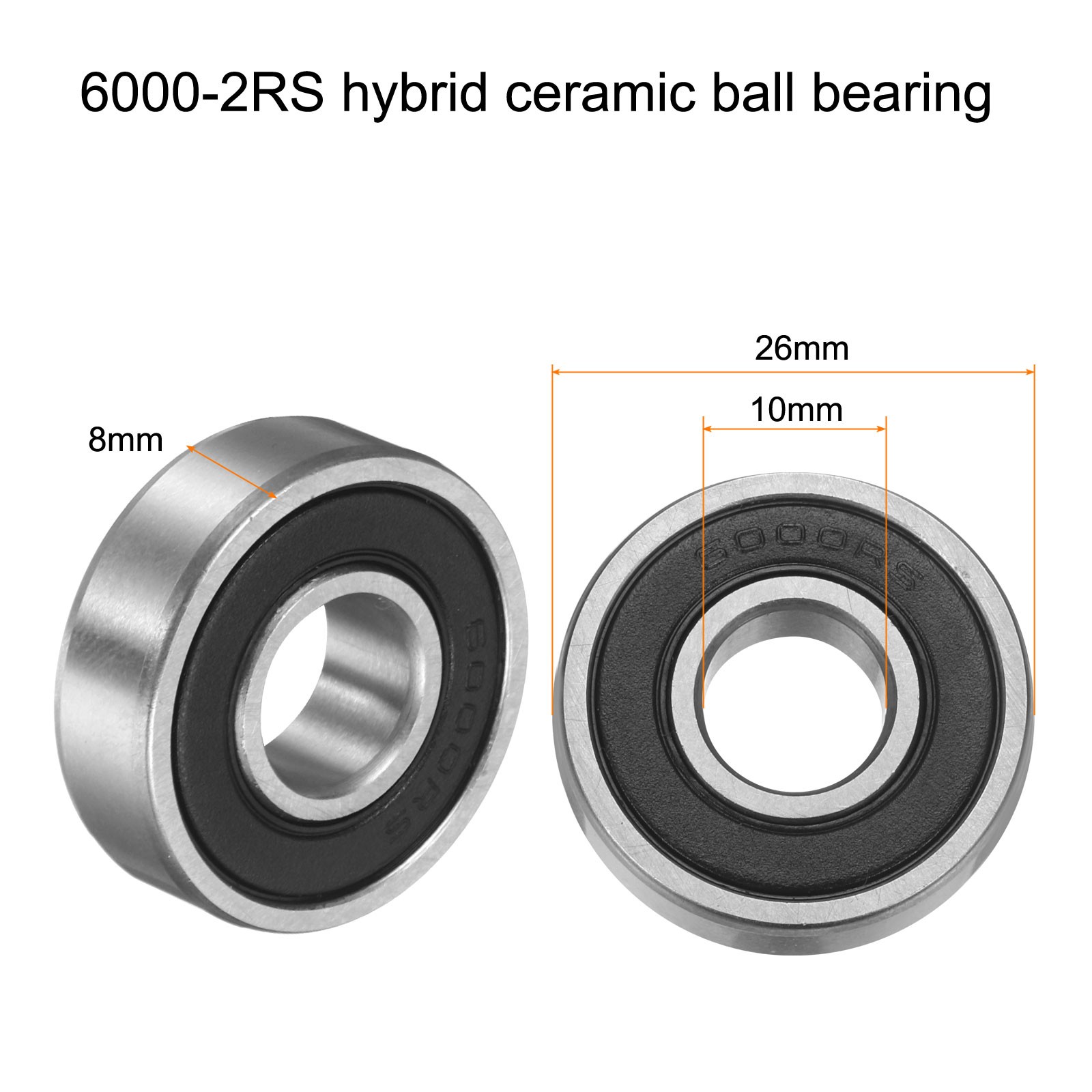 6000-2RS Hybrid Ceramic Deep Groove Ball Bearings 10x26x8mm(ABEC5)