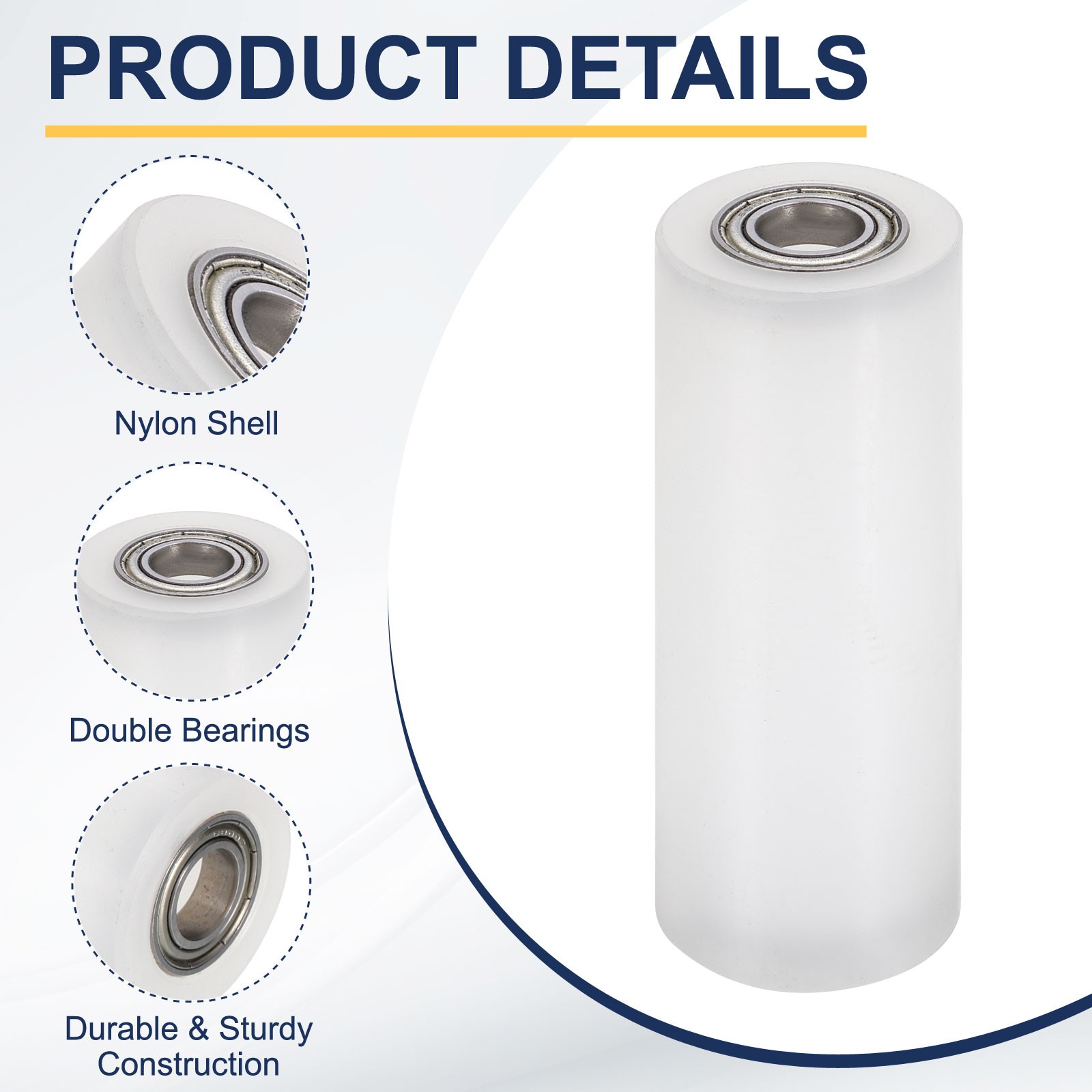 4Pcs Nylon Roller Wheel with Bearings 3/8″x1-3/16″x3-1/4″ Nylon Pulley