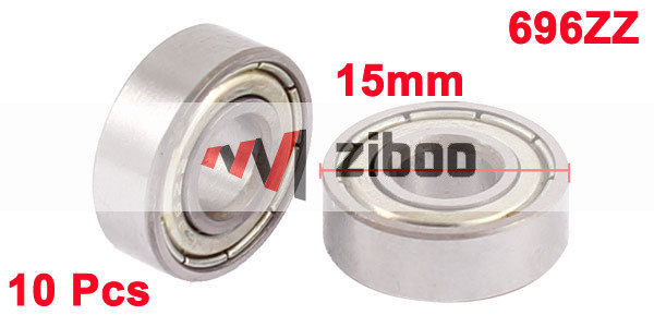 10Pcs 696ZZ 15mm x6mm x 4.5mm Miniature Carbon Steel Ball Bearings Silver Tone