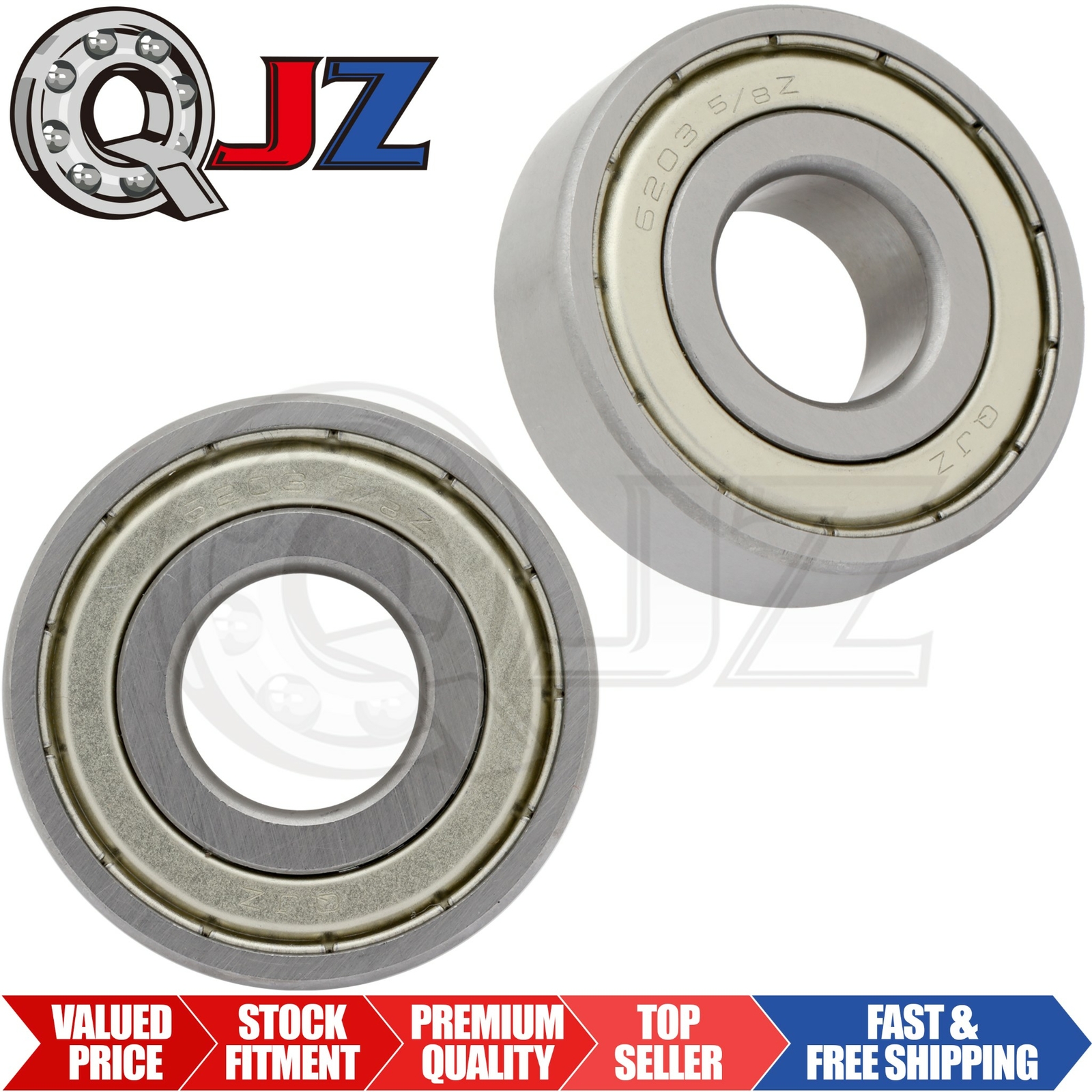 [Qty.2] New 6203-ZZ-5/8 Deep Groove Ball Bearing [5/8in Bore x 40mm OD x 12mm W]