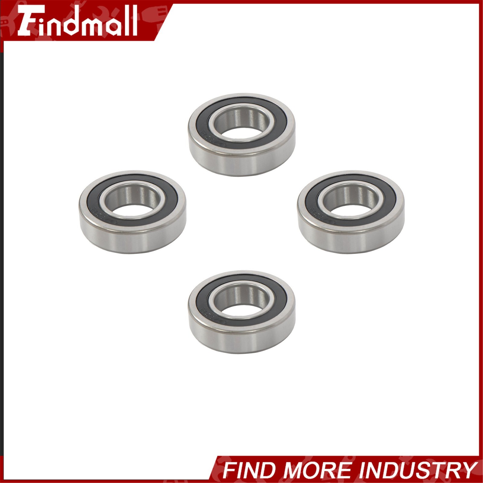 Findmall 62/32-2RS Deep Groove Bearings 4pcs 32x65x17mm Rubber Sealed Set
