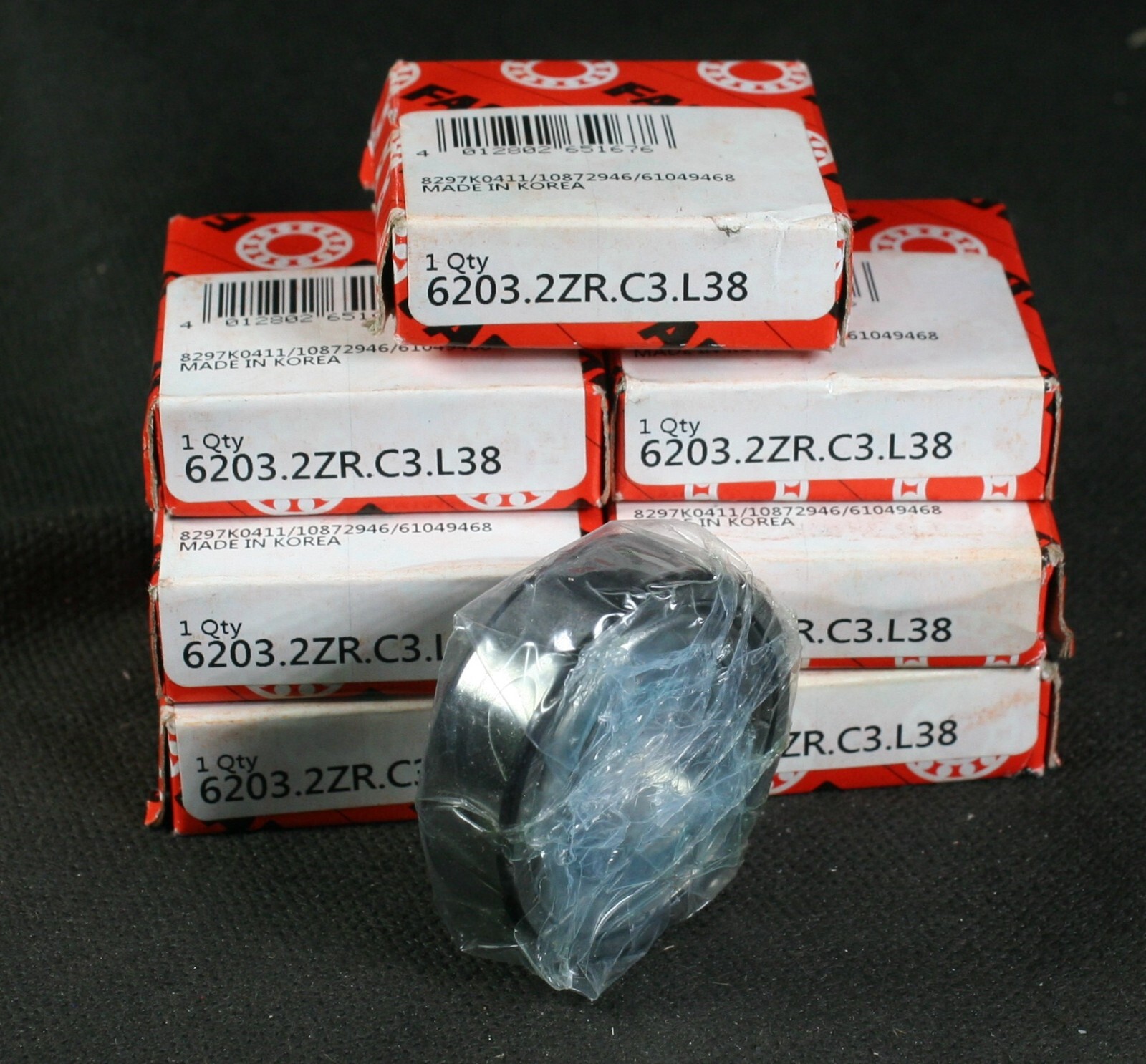 One (1) FAG 6203-2ZR-L38 C3 Deep Groove Bearing 17 MM Bore NEW