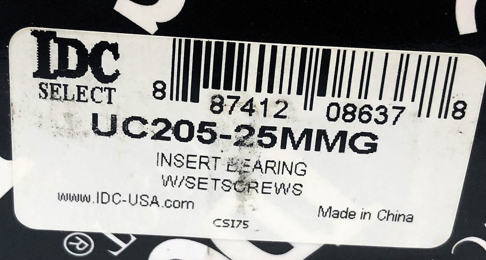 IDC Insert Ball Bearing UC205-25MMG NOS