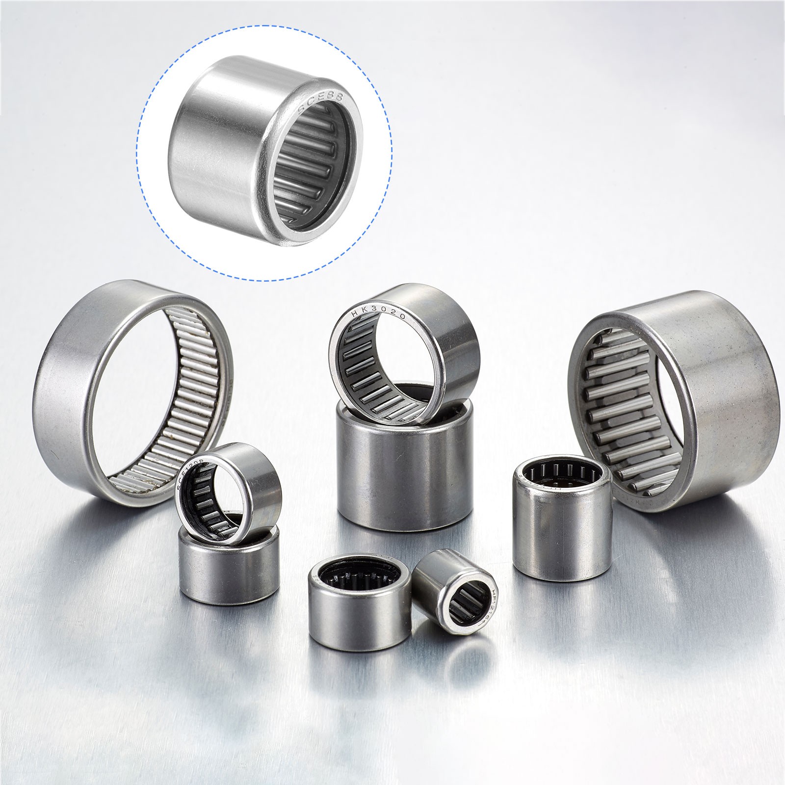 SCE88 Needle Roller Bearings 1/2 in x 11/16 in x 1/2 in 5 Packs for Industrial