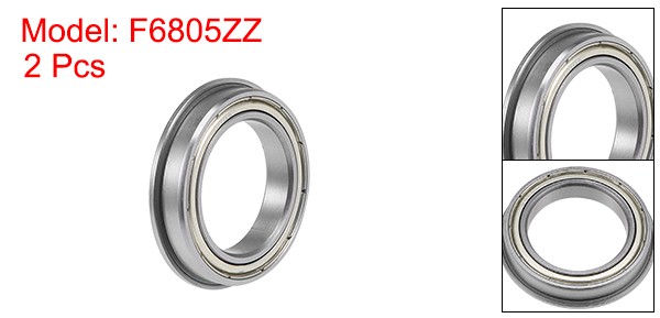 2pcs F6805ZZ Flange Ball Bearing 25x37x7mm Shielded Chrome Bearing