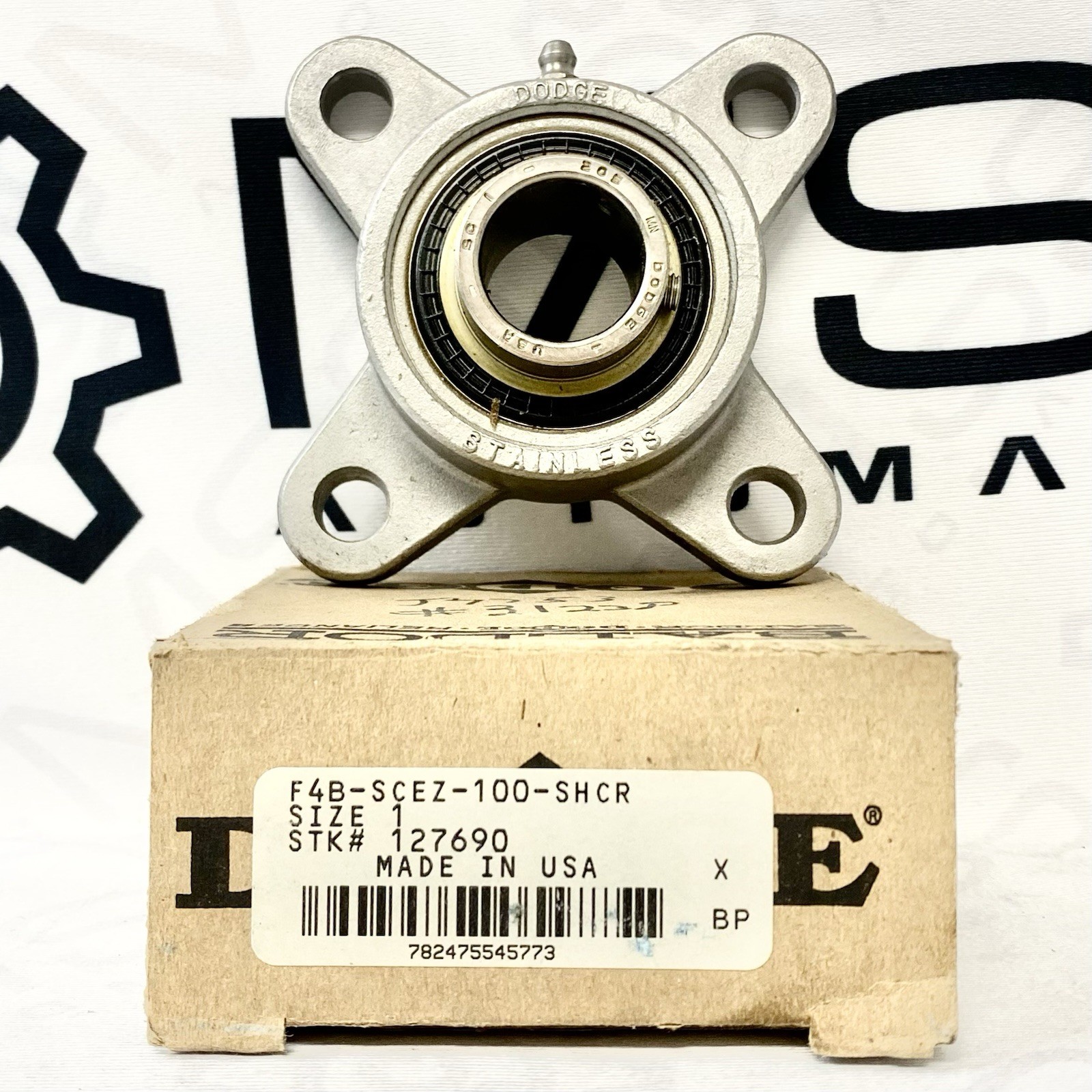 Baldor F4B-SCEZ-100-SHCR Stainless Steel Flange Bearing 25mm 4-Bolt SC Series