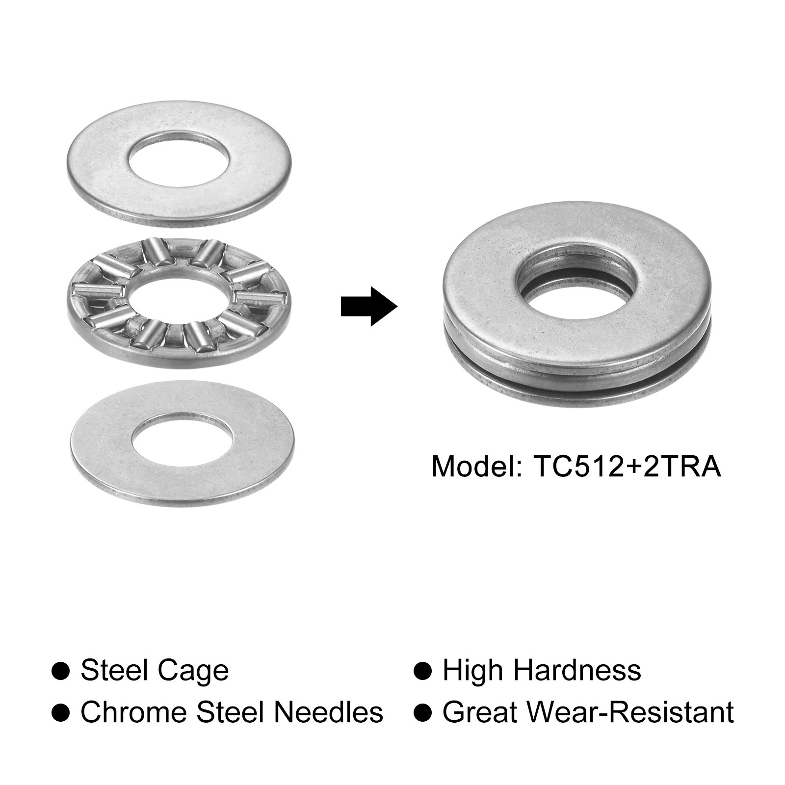 20pcs – TC512 Thrust Needle Roller Bearings 5/16″x3/4″x5/64″ with TRA512 Washers